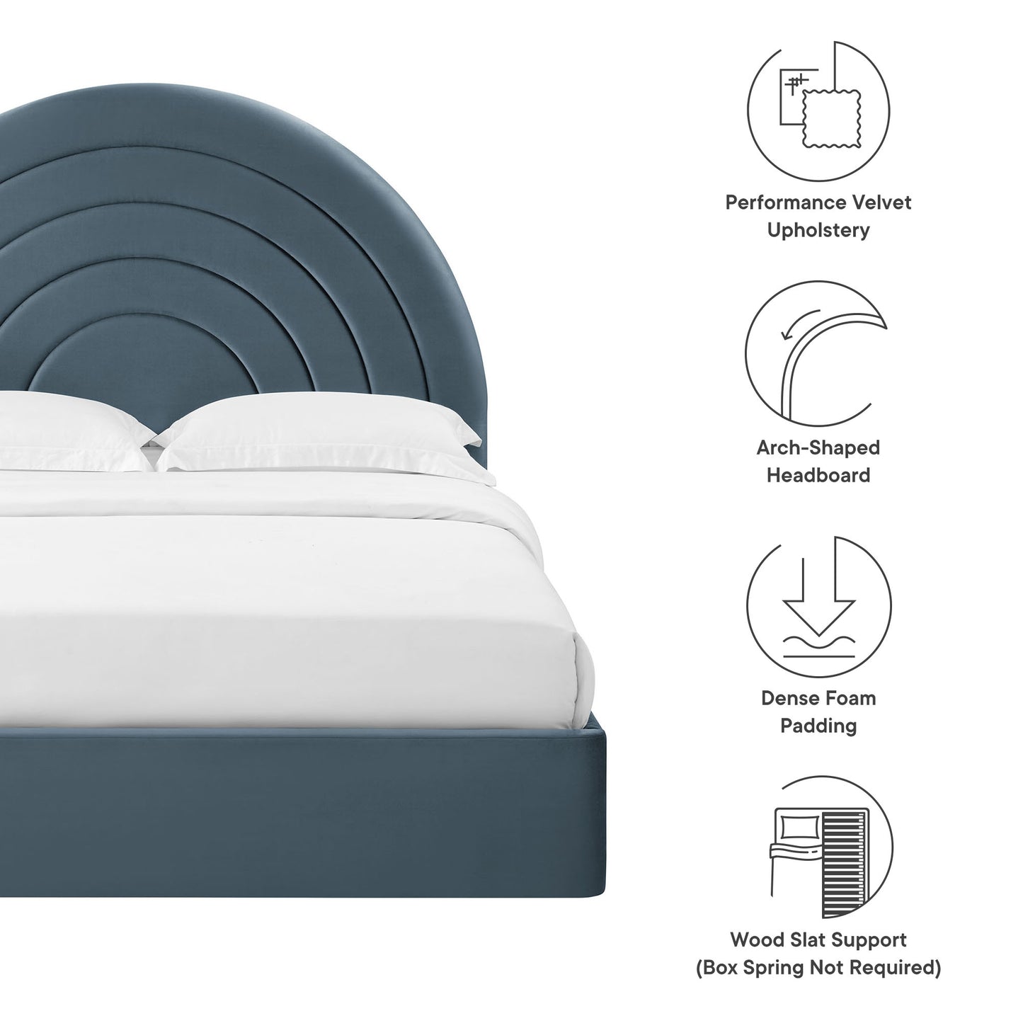 Solana Arched Performance Velvet Queen Platform Bed by Modway MOD-7167-CAB