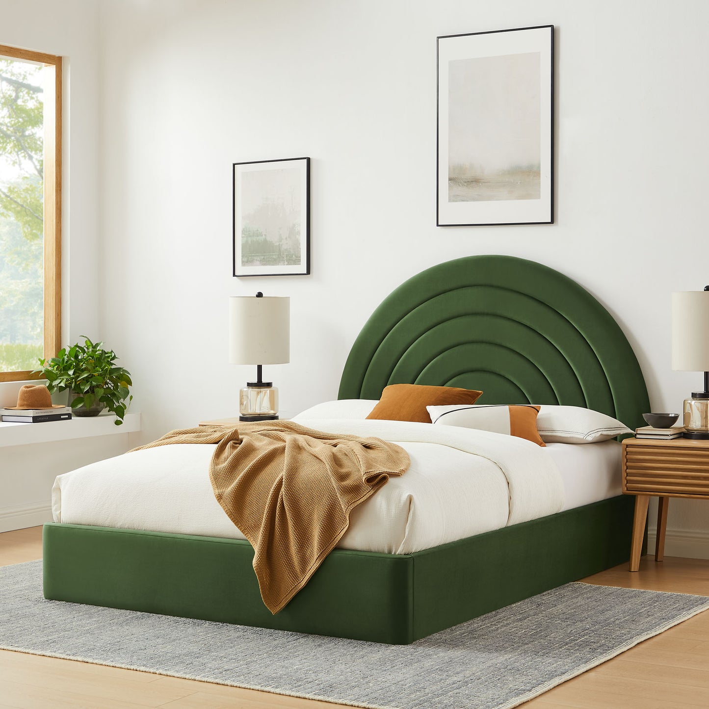Solana Arched Performance Velvet Queen Platform Bed by Modway MOD-7167-MOG