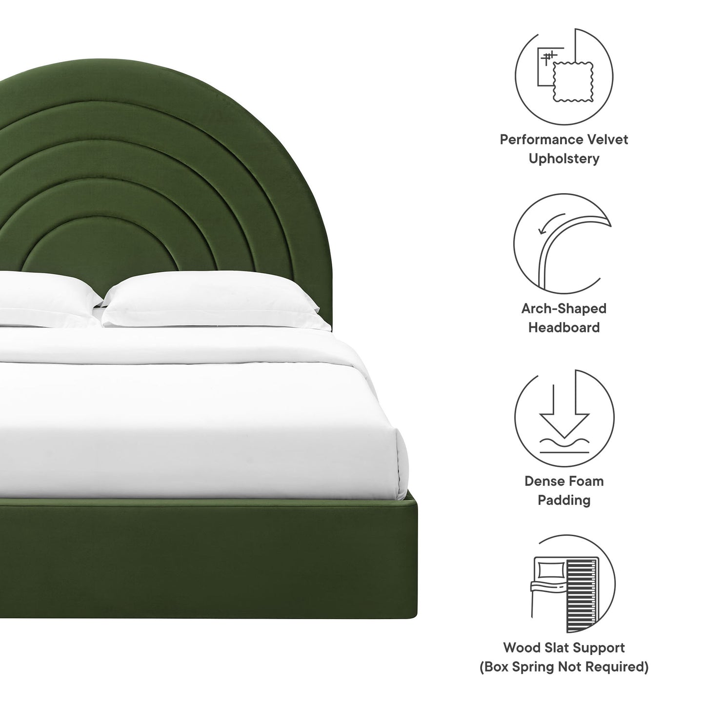 Solana Arched Performance Velvet Queen Platform Bed by Modway MOD-7167-MOG
