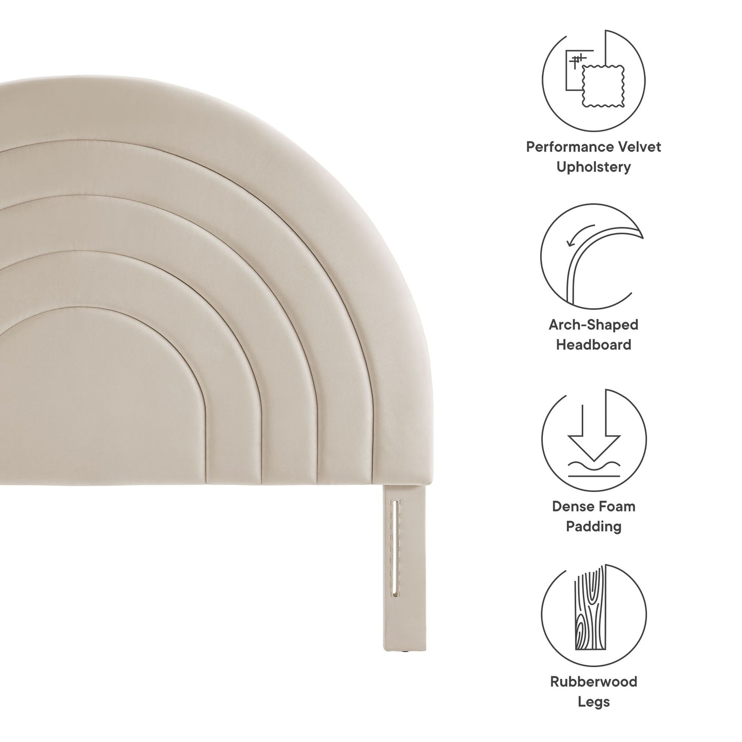 Solana Arched Performance Velvet Queen Headboard by Modway MOD-7171-ALM