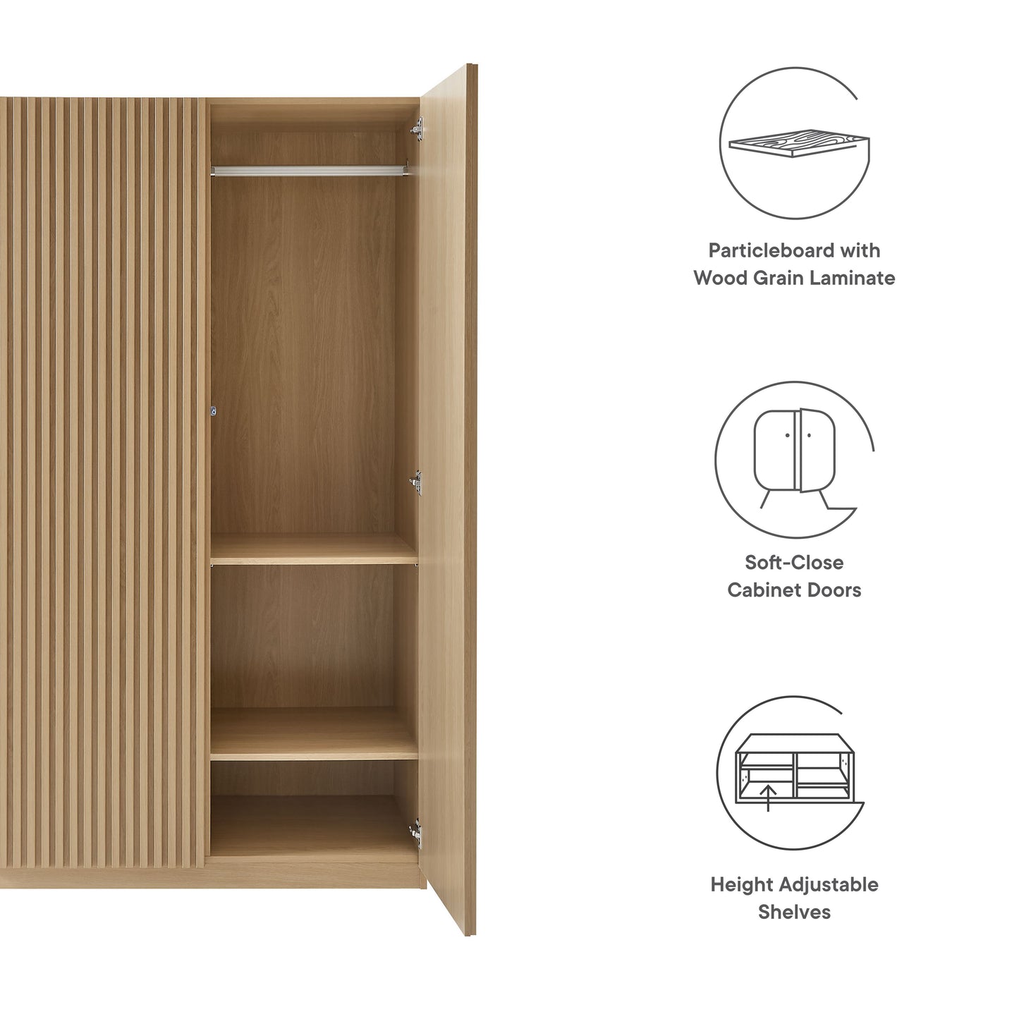Render 2-Door Wardrobe Closet by Modway MOD-7182-OAK