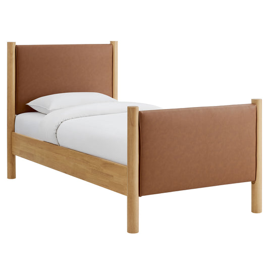 Maven Twin Size Vegan Leather Upholstered Platform Bed