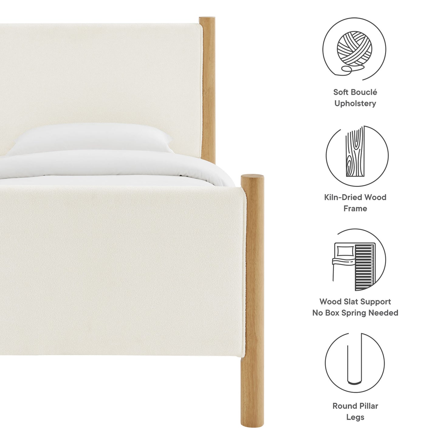 Maven Boucle Upholstered Platform Bed by Modway