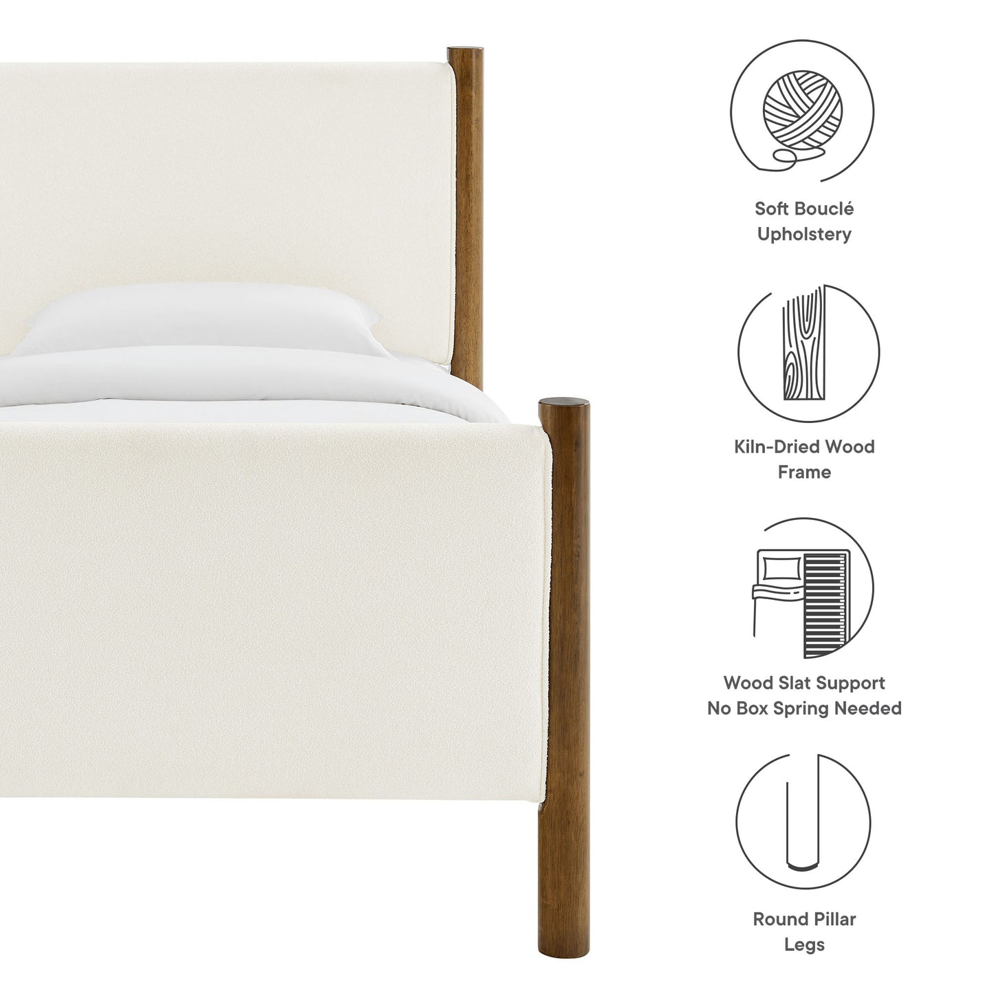 Maven Boucle Upholstered Platform Bed by Modway