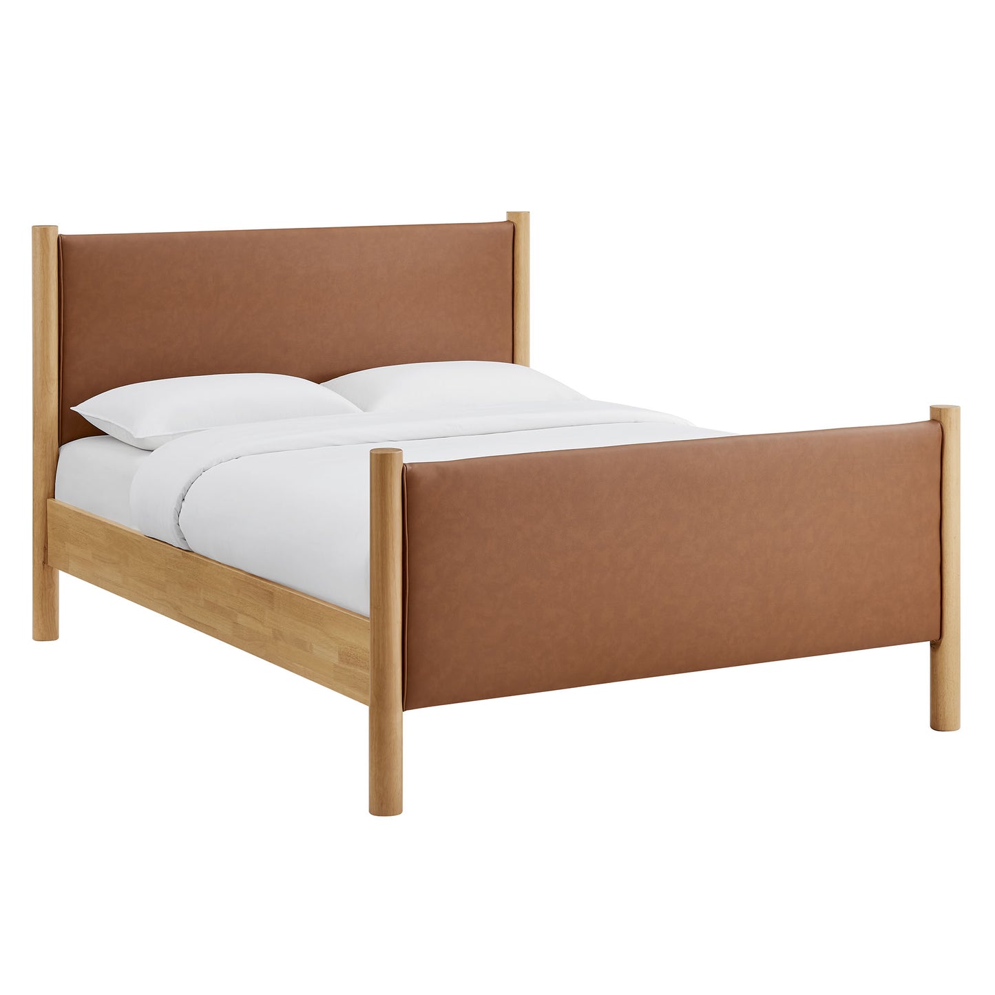 Maven Full Size Vegan Leather Upholstered Platform Bed by Modway MOD-7187-TAN-OAK