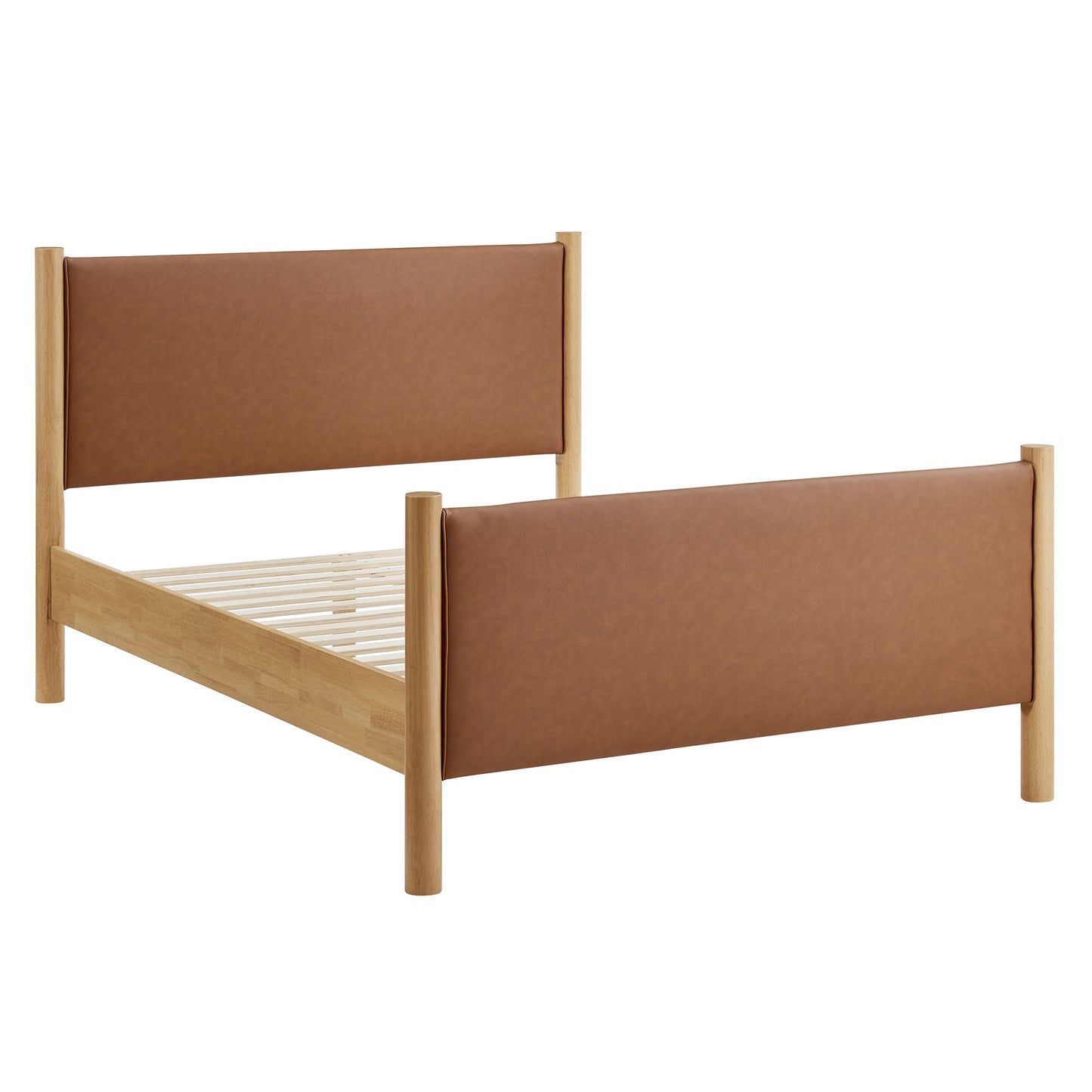 Maven Full Size Vegan Leather Upholstered Platform Bed by Modway MOD-7187-TAN-OAK
