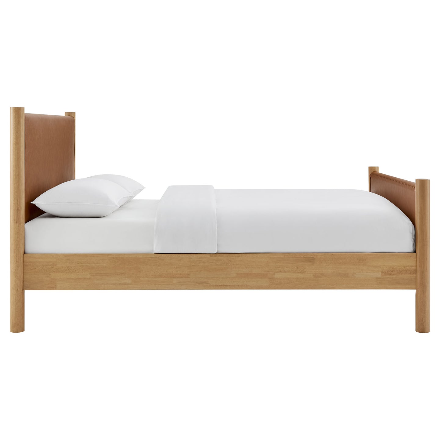 Maven Full Size Vegan Leather Upholstered Platform Bed by Modway MOD-7187-TAN-OAK