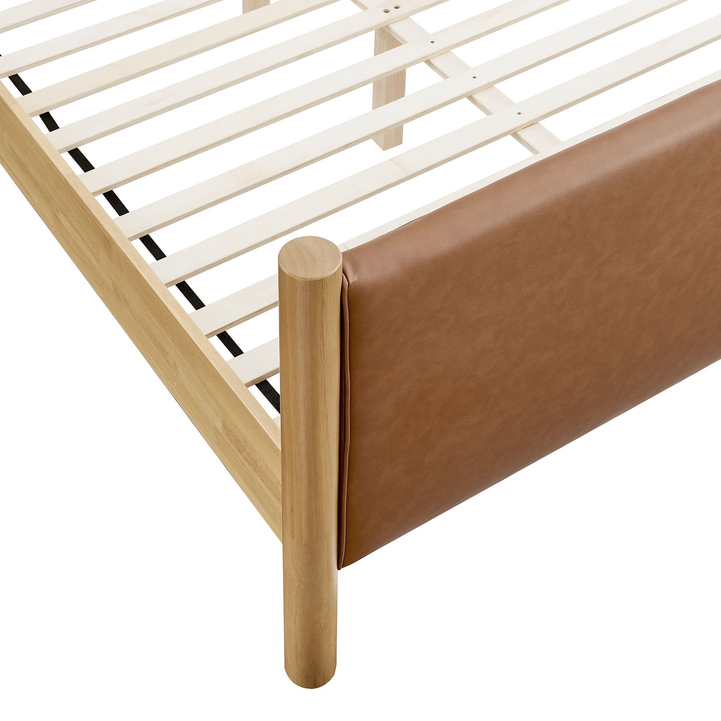 Maven Full Size Vegan Leather Upholstered Platform Bed by Modway MOD-7187-TAN-OAK
