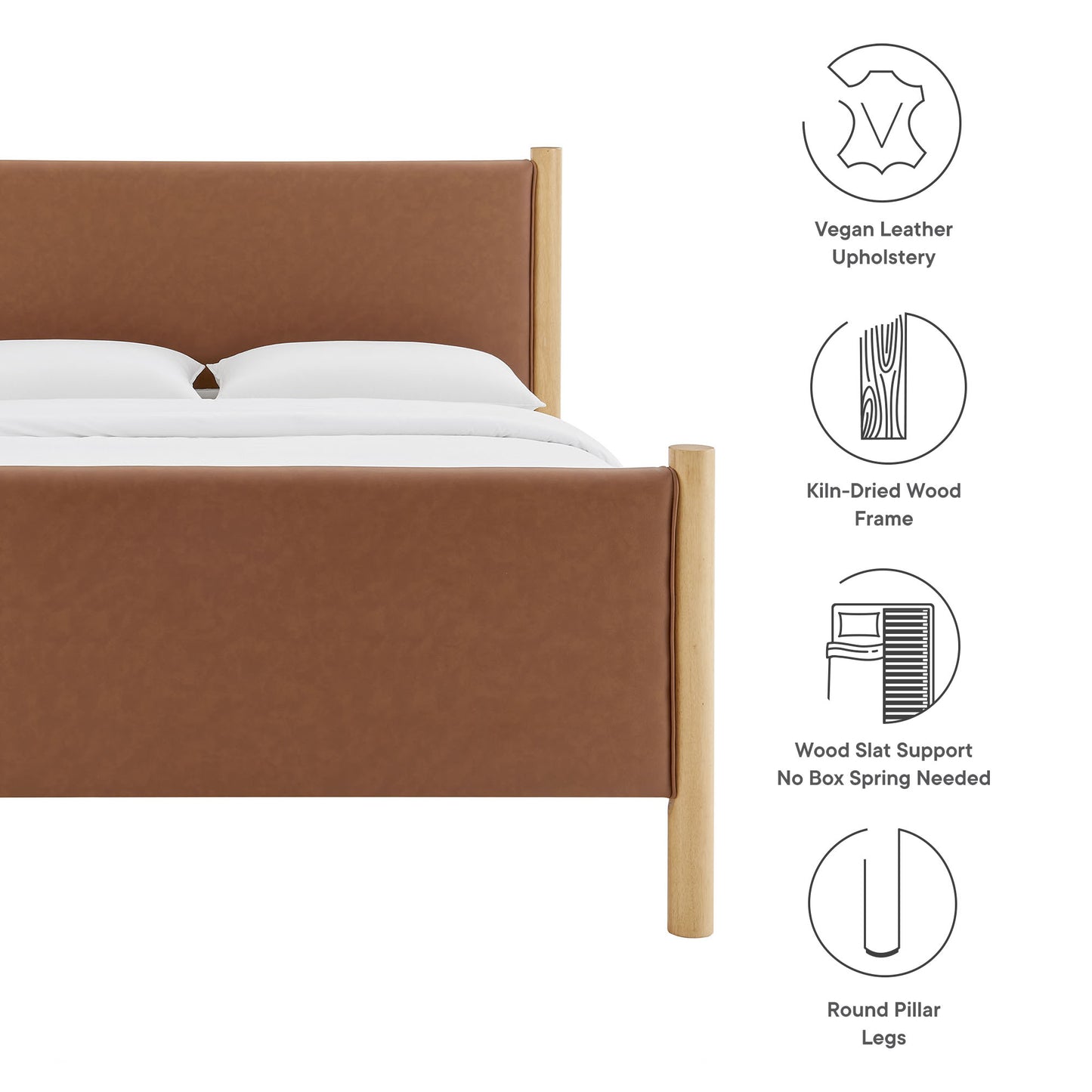 Maven Full Size Vegan Leather Upholstered Platform Bed by Modway MOD-7187-TAN-OAK