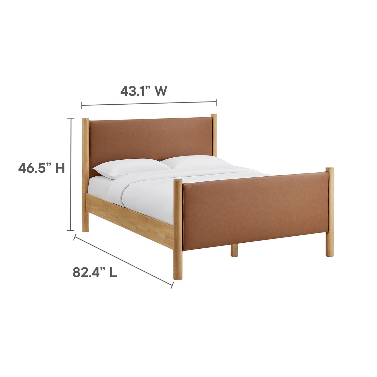 Maven Full Size Vegan Leather Upholstered Platform Bed by Modway MOD-7187-TAN-OAK