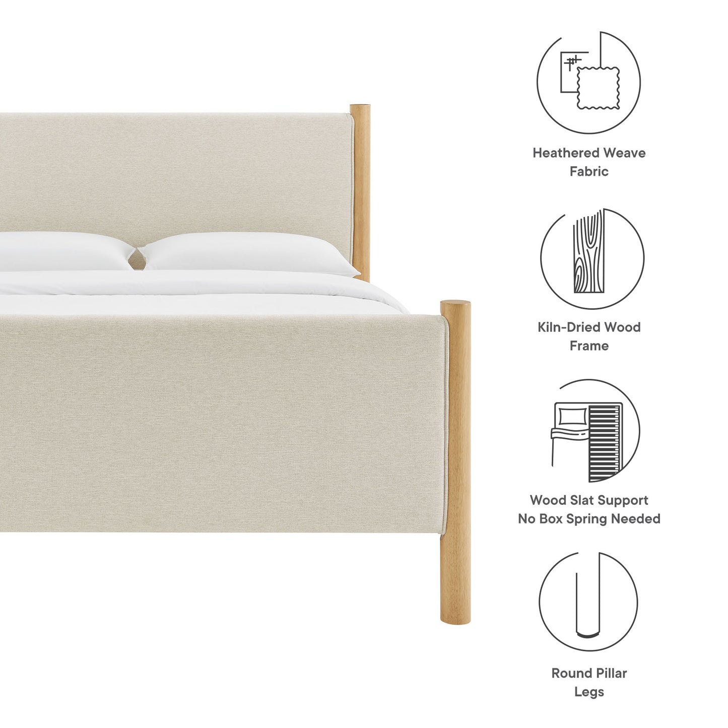 Maven Queen Size Fabric Upholstered Platform Bed by Modway MOD-7189-HEI-OAK