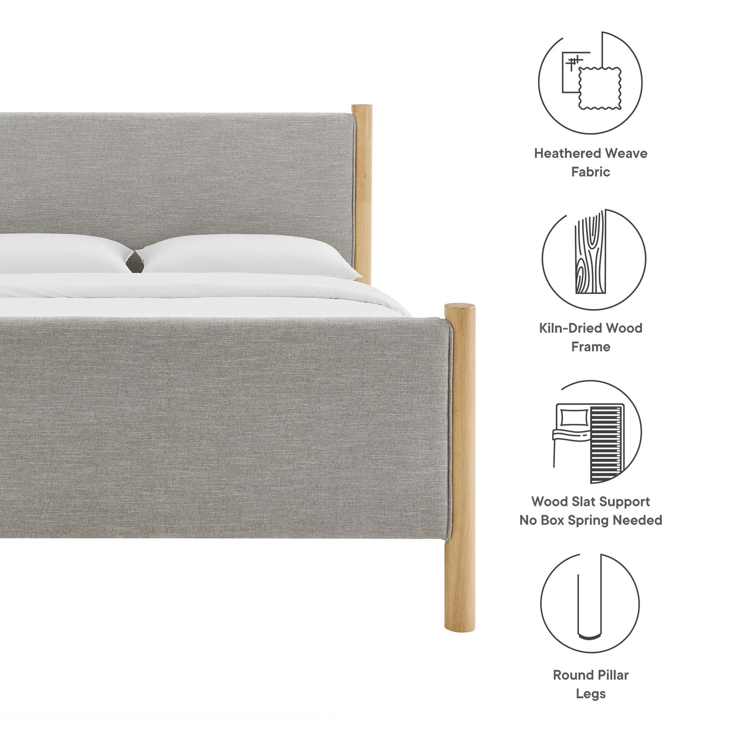 Maven Queen Size Fabric Upholstered Platform Bed by Modway MOD-7189-HEW-OAK