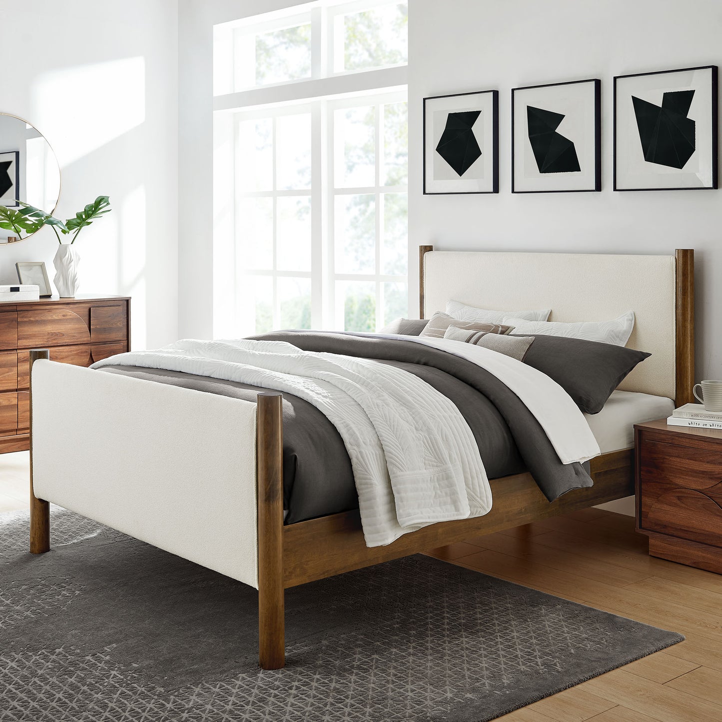 Maven Queen Size Boucle Upholstered Platform Bed by Modway MOD-7191-FEA-WAL