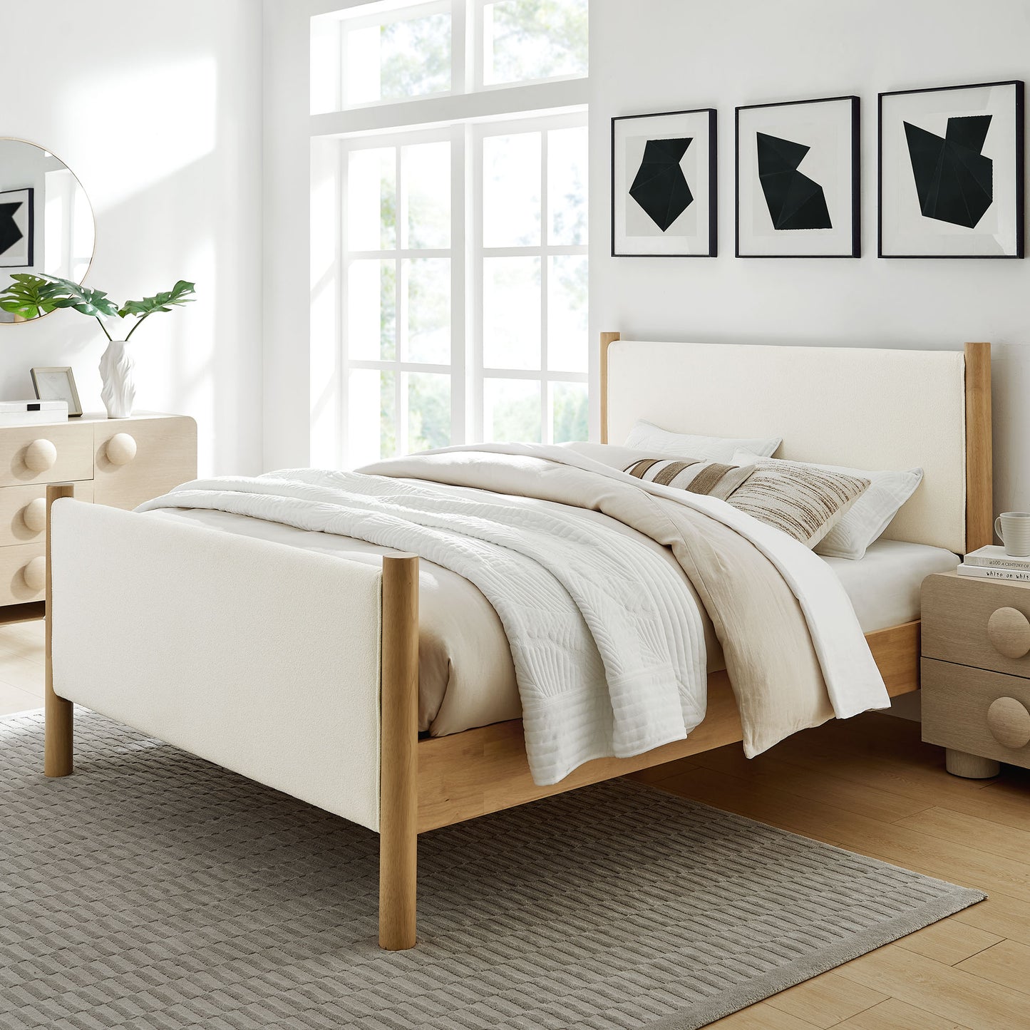 Maven Boucle Upholstered Platform Bed by Modway