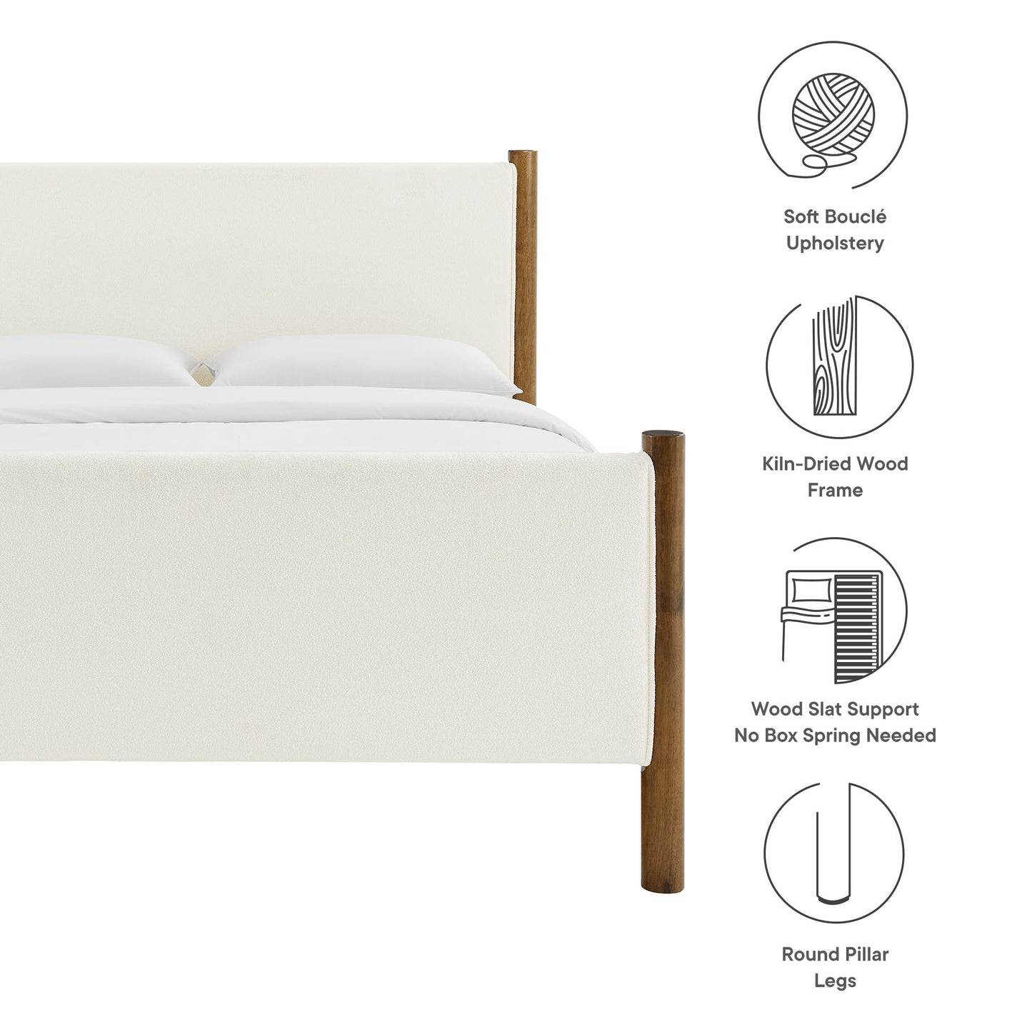 Maven Boucle Upholstered Platform Bed by Modway