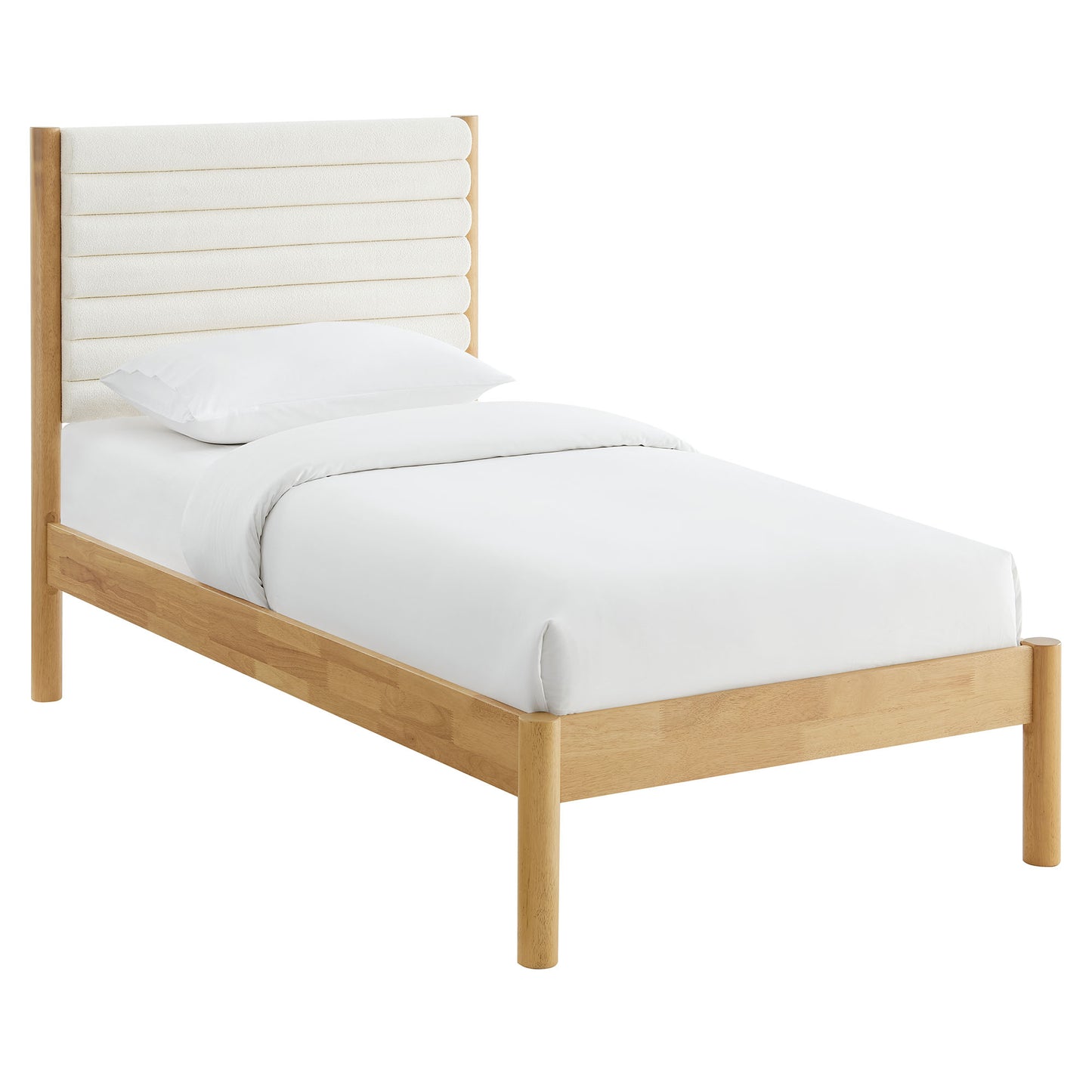 Olea Channel Tufted Boucle Solid Wood Platform Bed by Modway