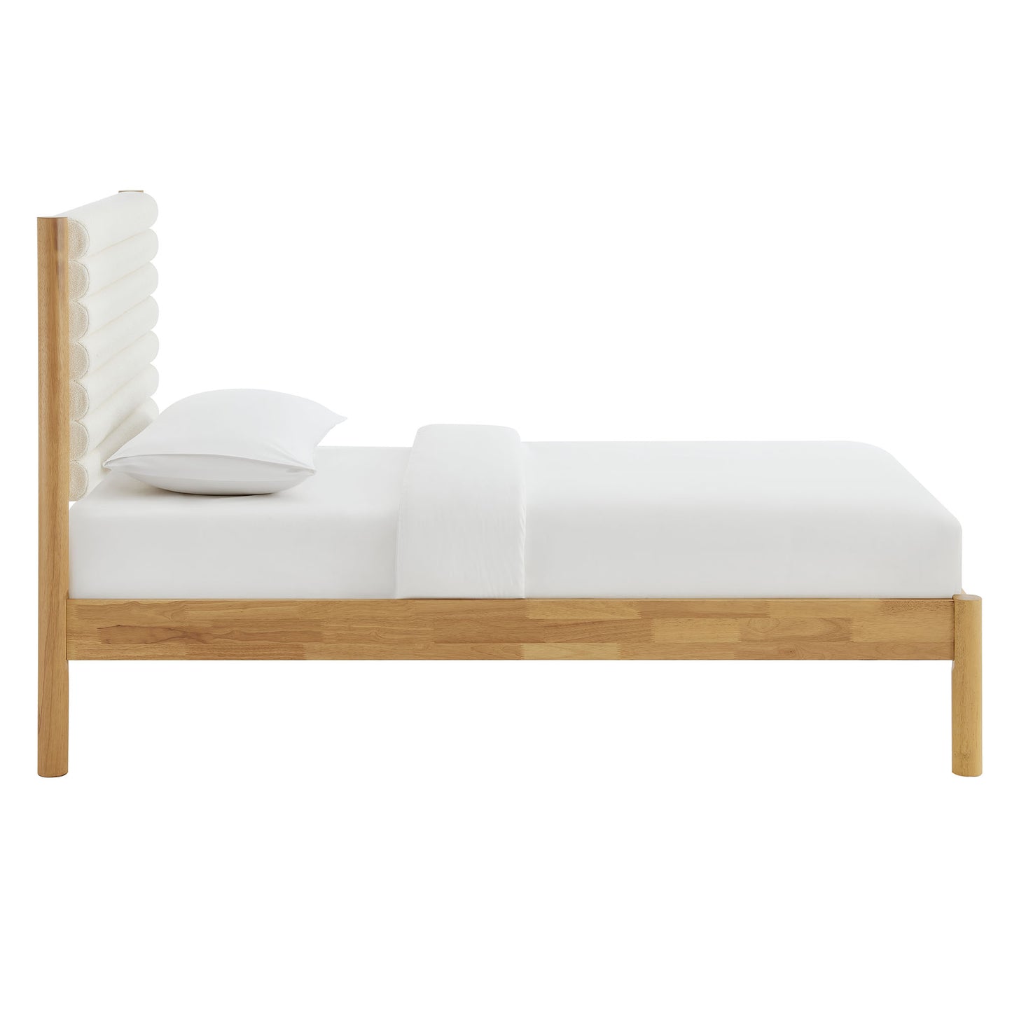 Olea Channel Tufted Boucle Solid Wood Platform Bed by Modway