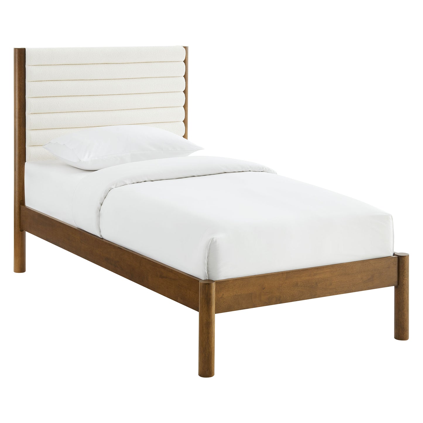 Olea Channel Tufted Boucle Solid Wood Platform Bed by Modway