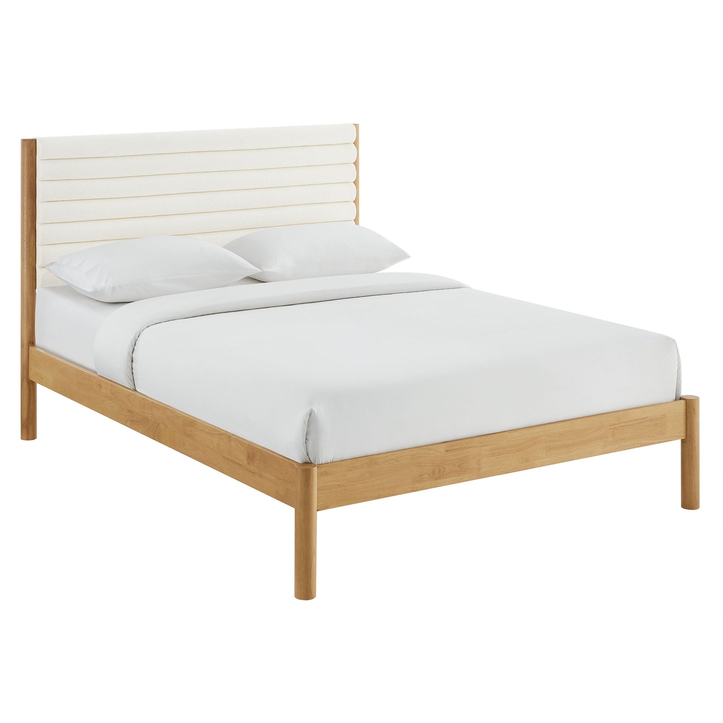 Olea Channel Tufted Boucle Solid Wood Platform Bed by Modway