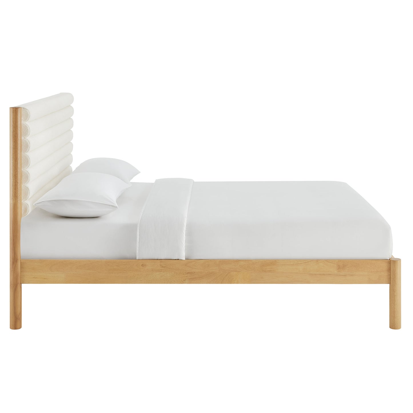 Olea Channel Tufted Boucle Solid Wood Platform Bed by Modway