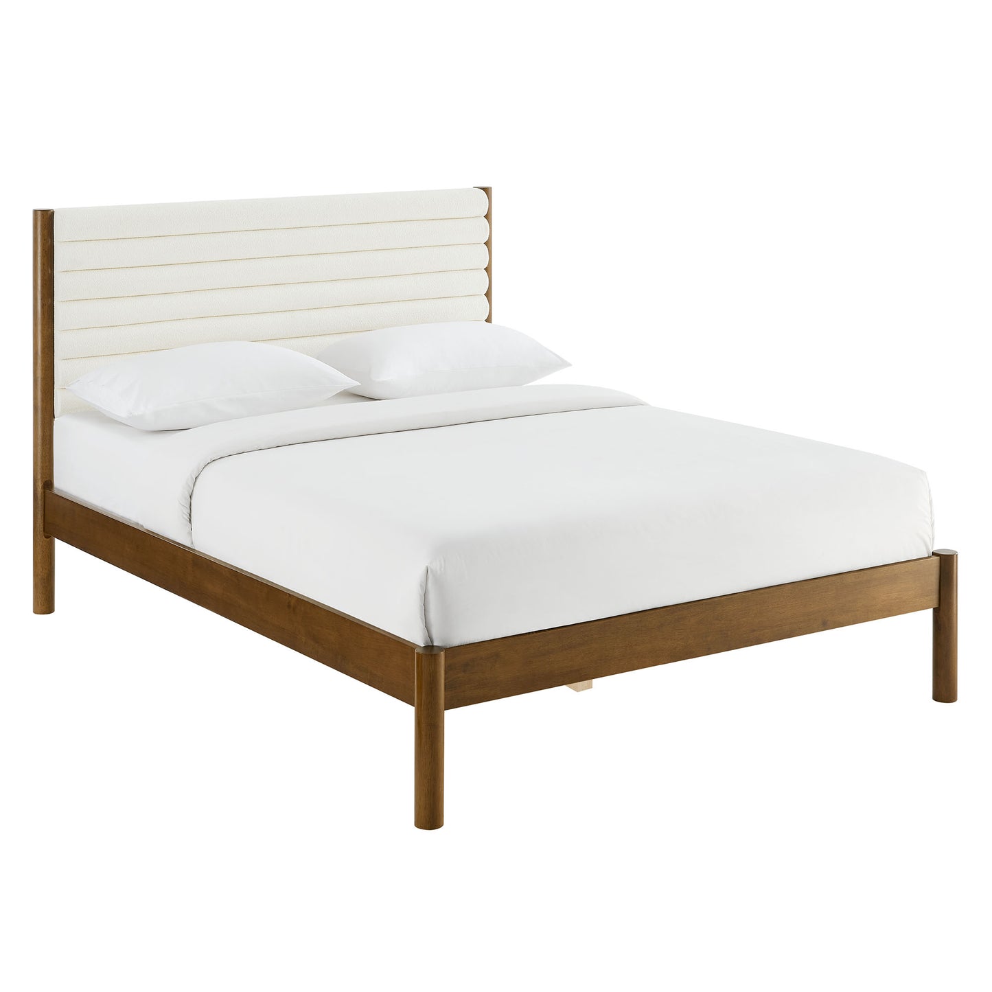 Olea Channel Tufted Boucle Solid Wood Platform Bed by Modway