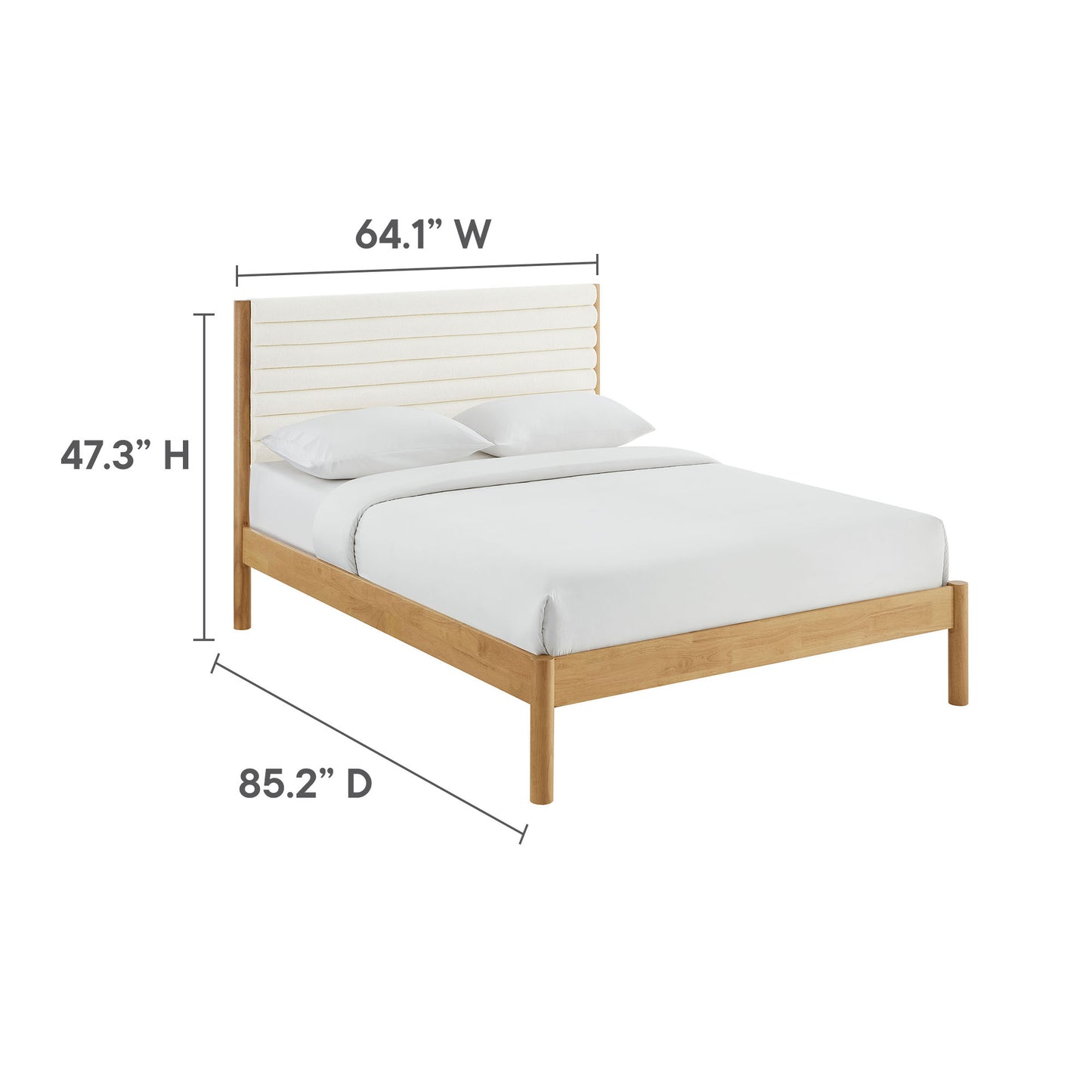 Olea Channel Tufted Boucle Solid Wood Platform Bed by Modway