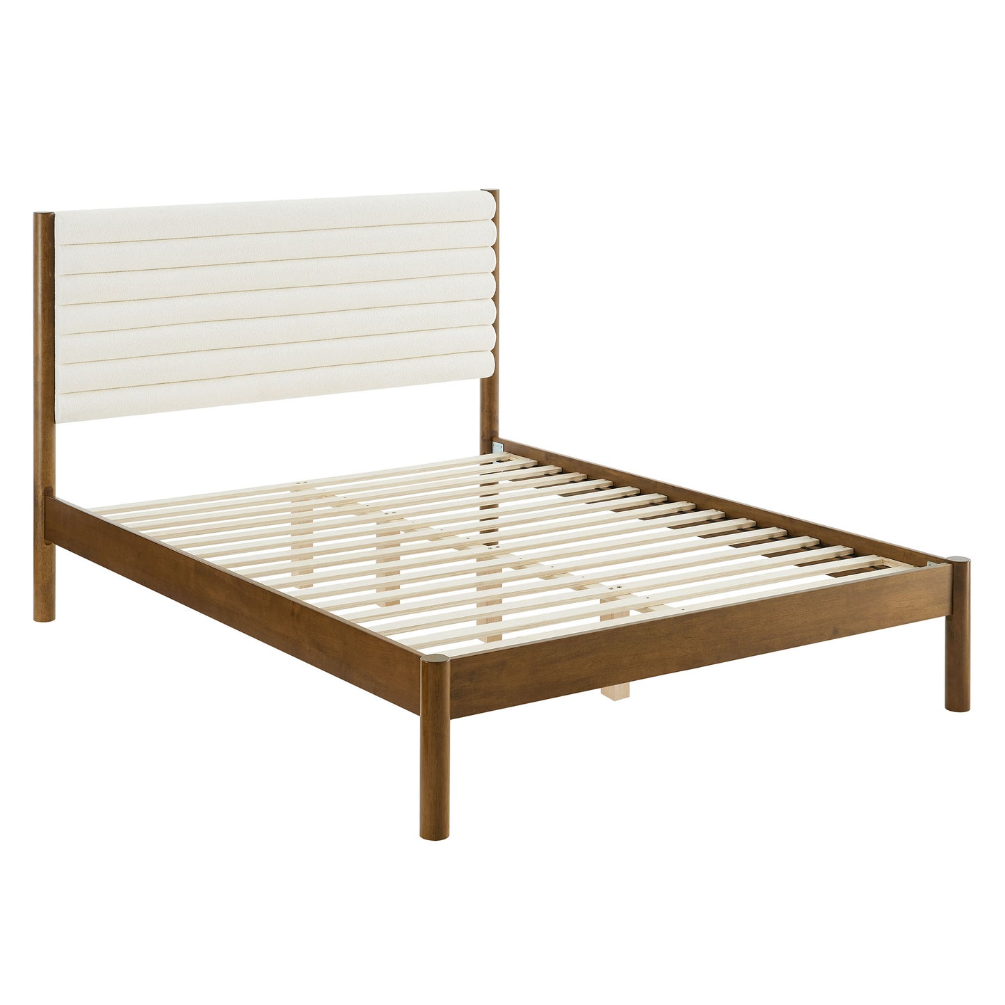 Olea Channel Tufted Boucle Solid Wood Queen Platform Bed by Modway MOD-7198-FEA-WAL