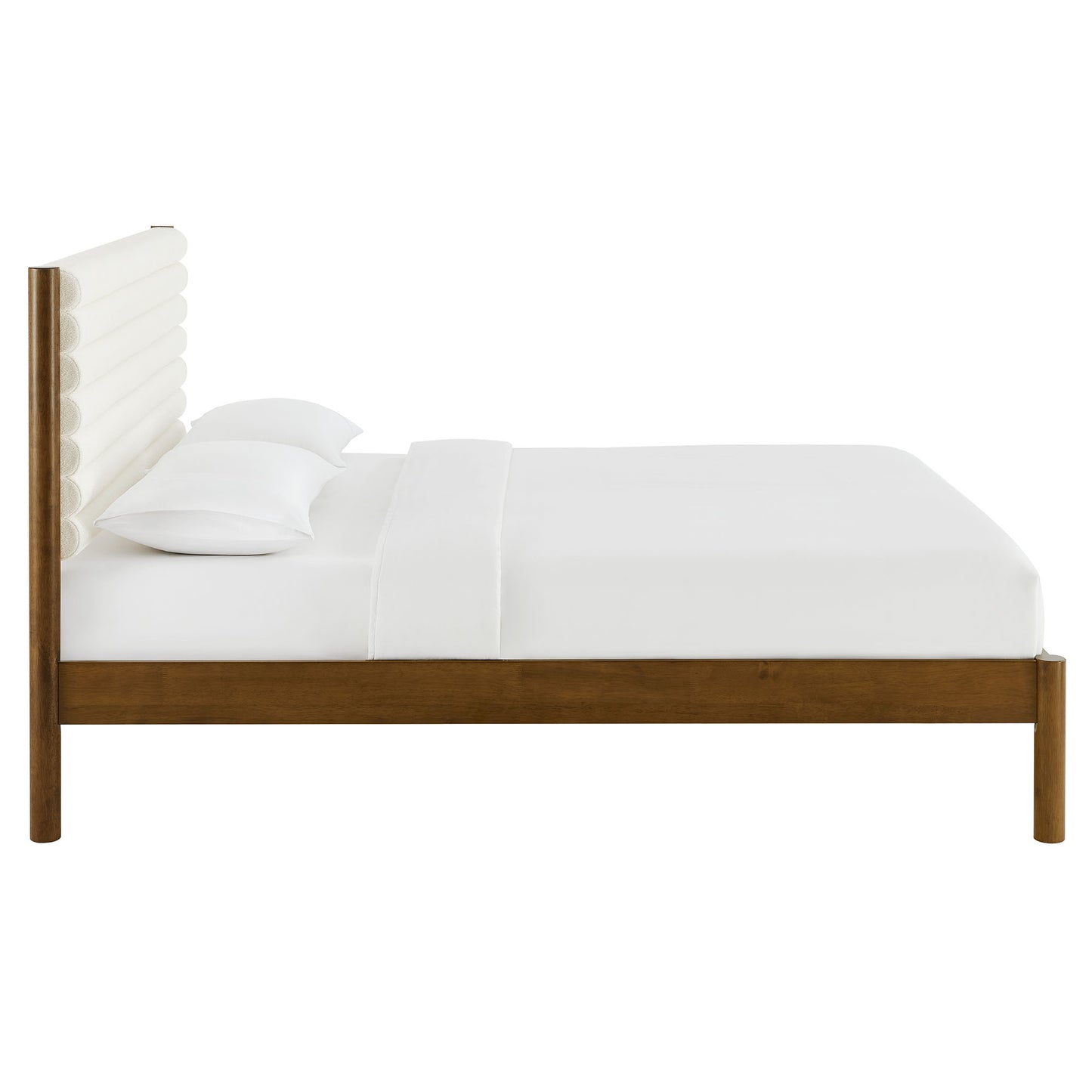 Olea Channel Tufted Boucle Solid Wood Queen Platform Bed by Modway MOD-7198-FEA-WAL