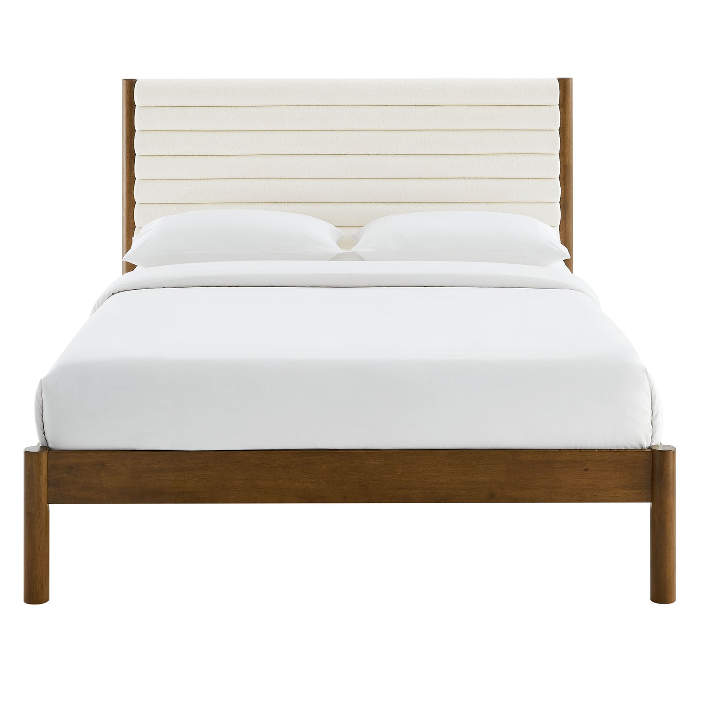 Olea Channel Tufted Boucle Solid Wood Queen Platform Bed by Modway MOD-7198-FEA-WAL