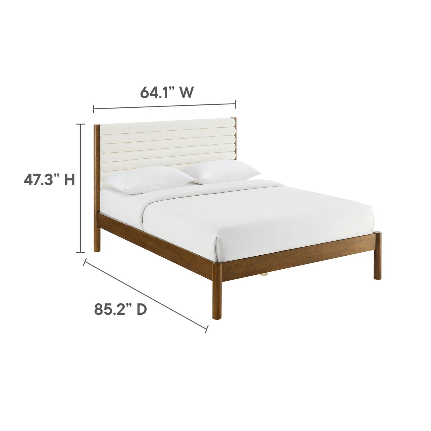 Olea Channel Tufted Boucle Solid Wood Queen Platform Bed by Modway MOD-7198-FEA-WAL
