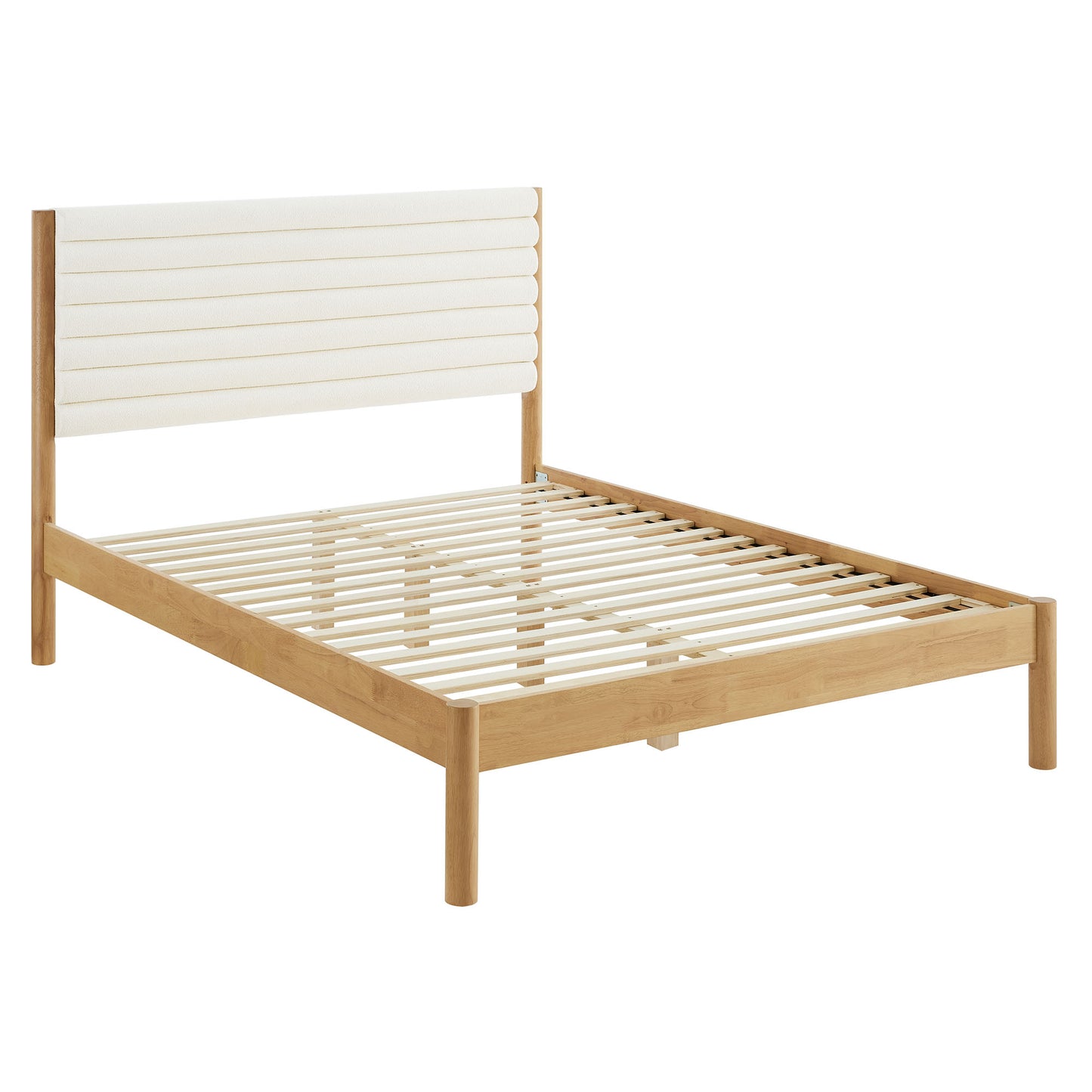 Olea Channel Tufted Boucle Solid Wood King Platform Bed by Modway MOD-7199-FEA-OAK
