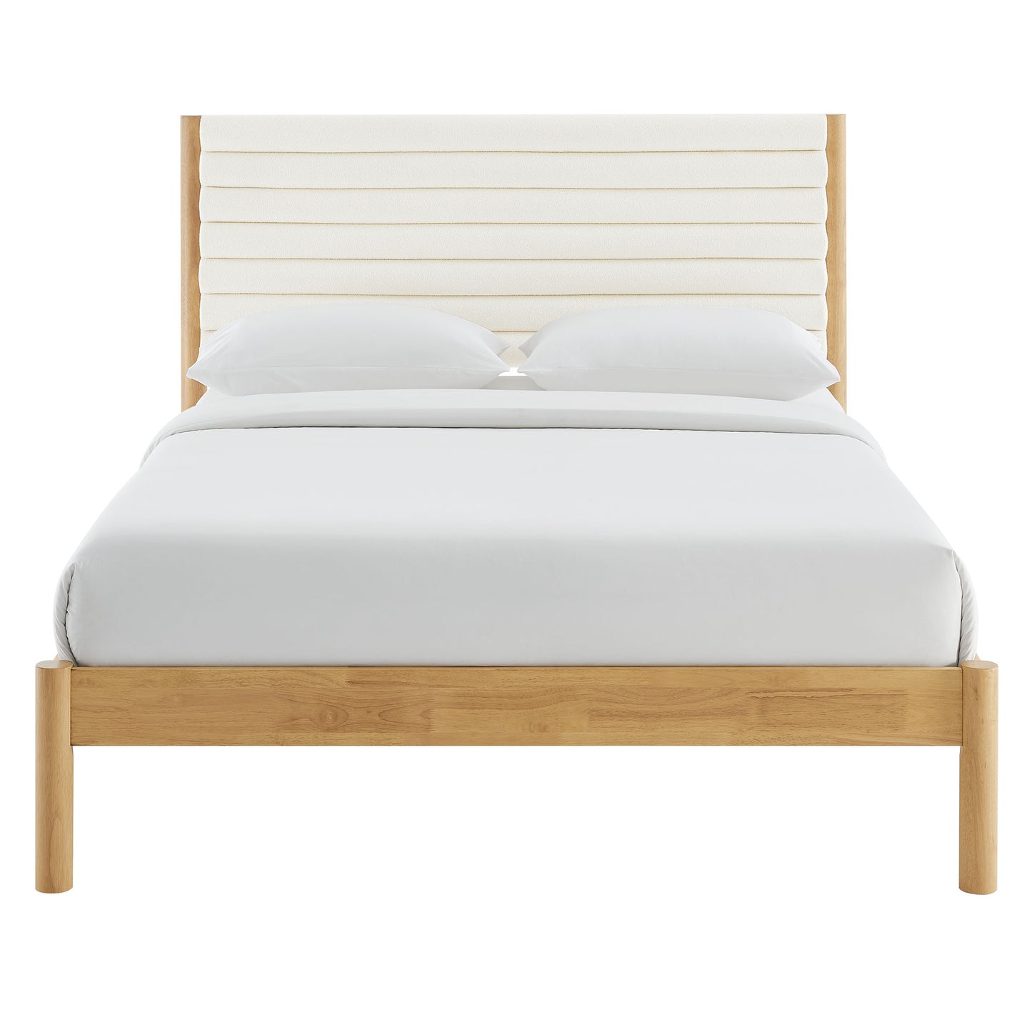 Olea Channel Tufted Boucle Solid Wood King Platform Bed by Modway MOD-7199-FEA-OAK