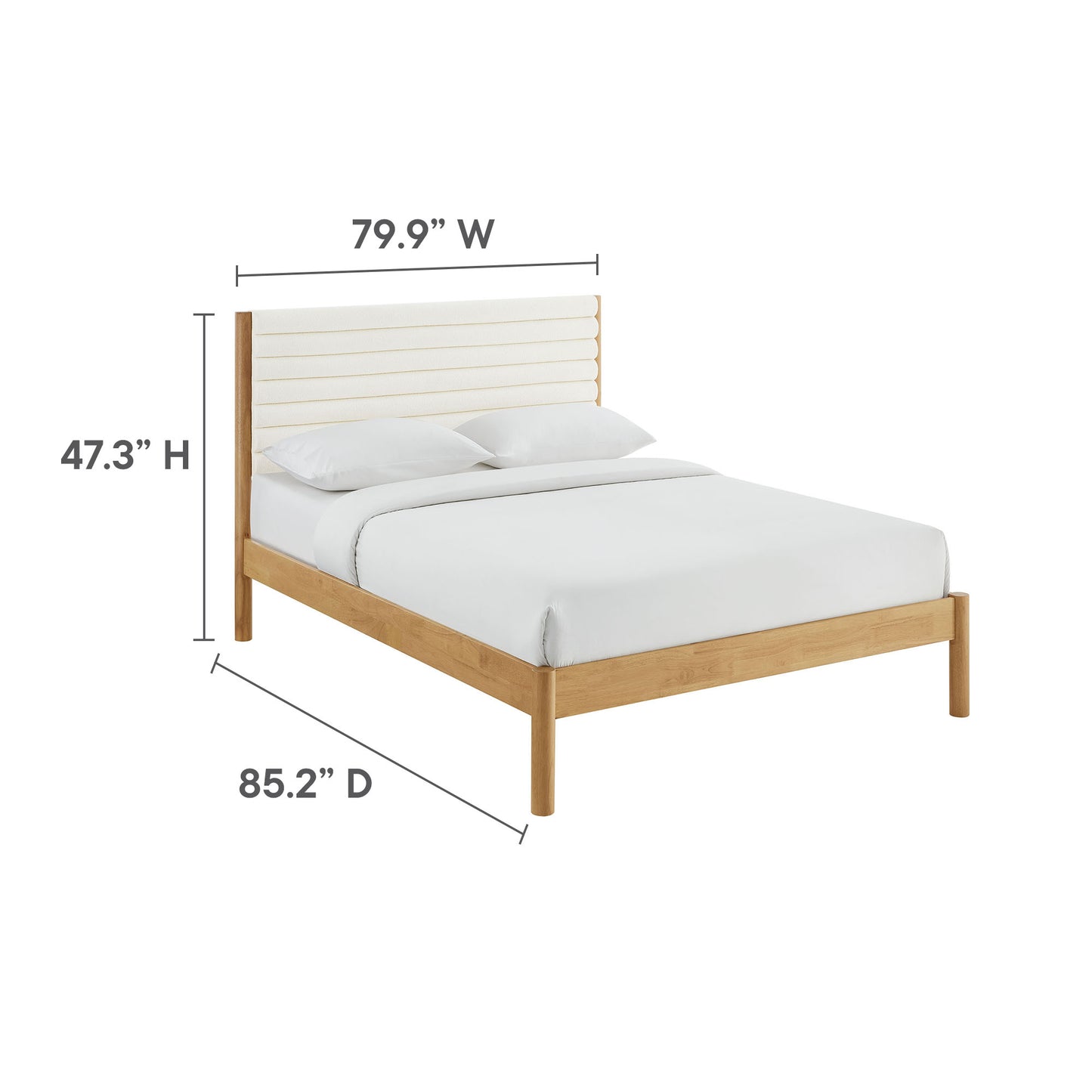Olea Channel Tufted Boucle Solid Wood King Platform Bed by Modway MOD-7199-FEA-OAK