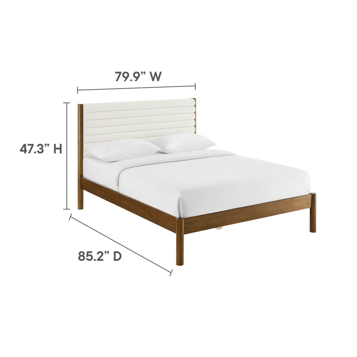 Olea Channel Tufted Boucle Solid Wood Platform Bed by Modway