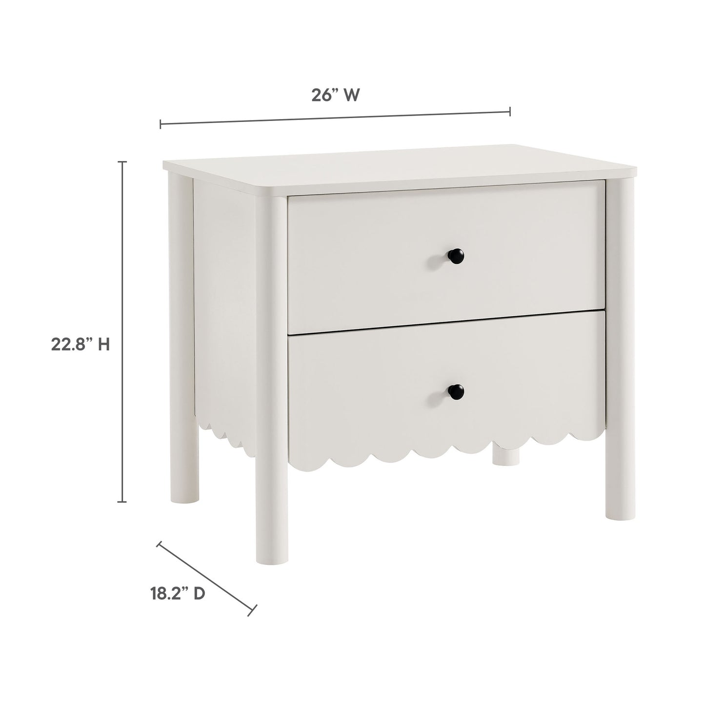 Emmeline Scalloped 2-Drawer Nightstand by Modway MOD-7206-WHI