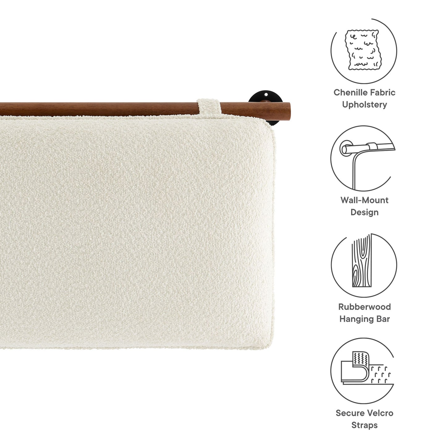 Anela Wall-Mounted Chenille Upholstered Full Headboard by Modway MOD-7211-CRE-WAL