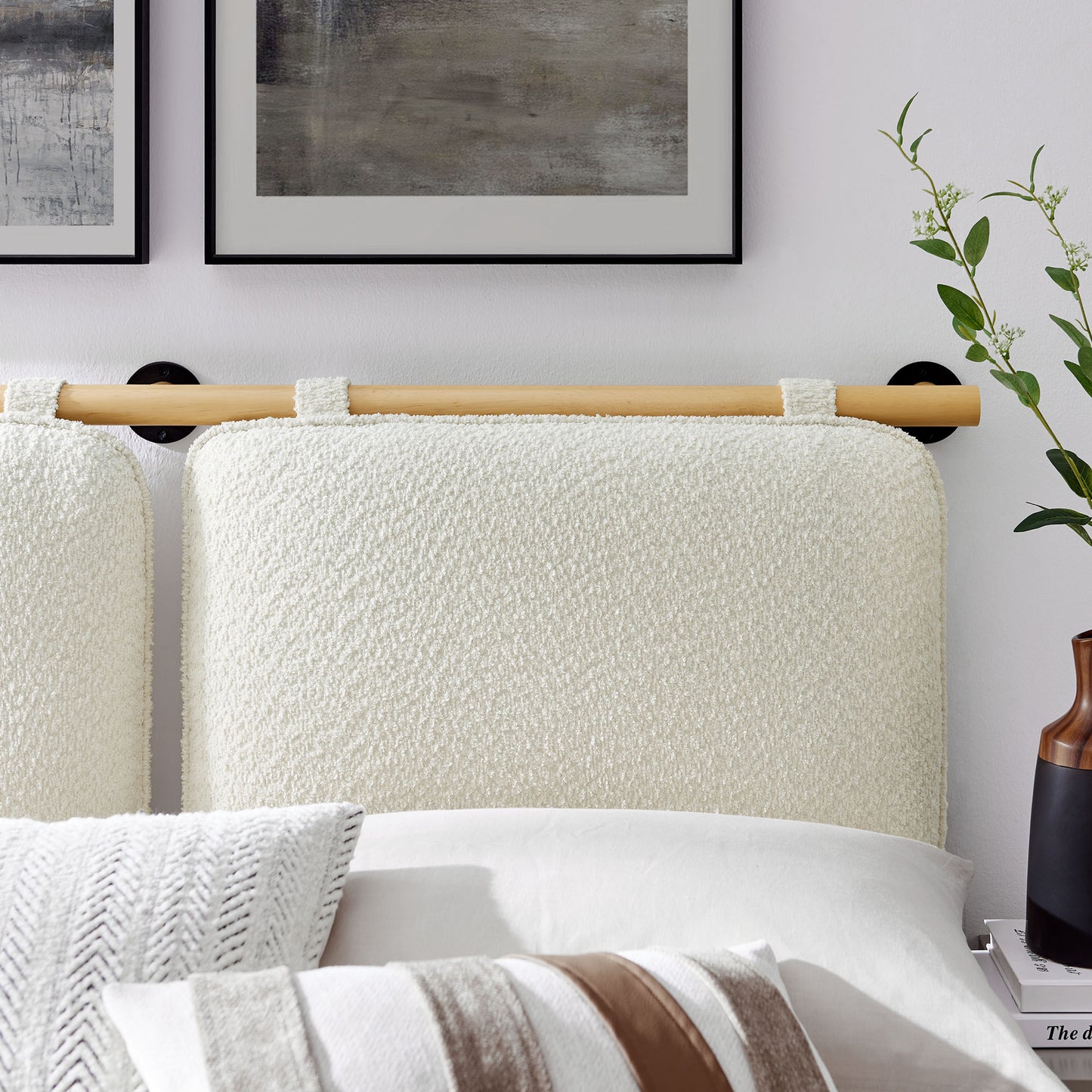 Anela Wall-Mounted Chenille Upholstered King Size Headboard by Modway MOD-7213-CRE-NAT