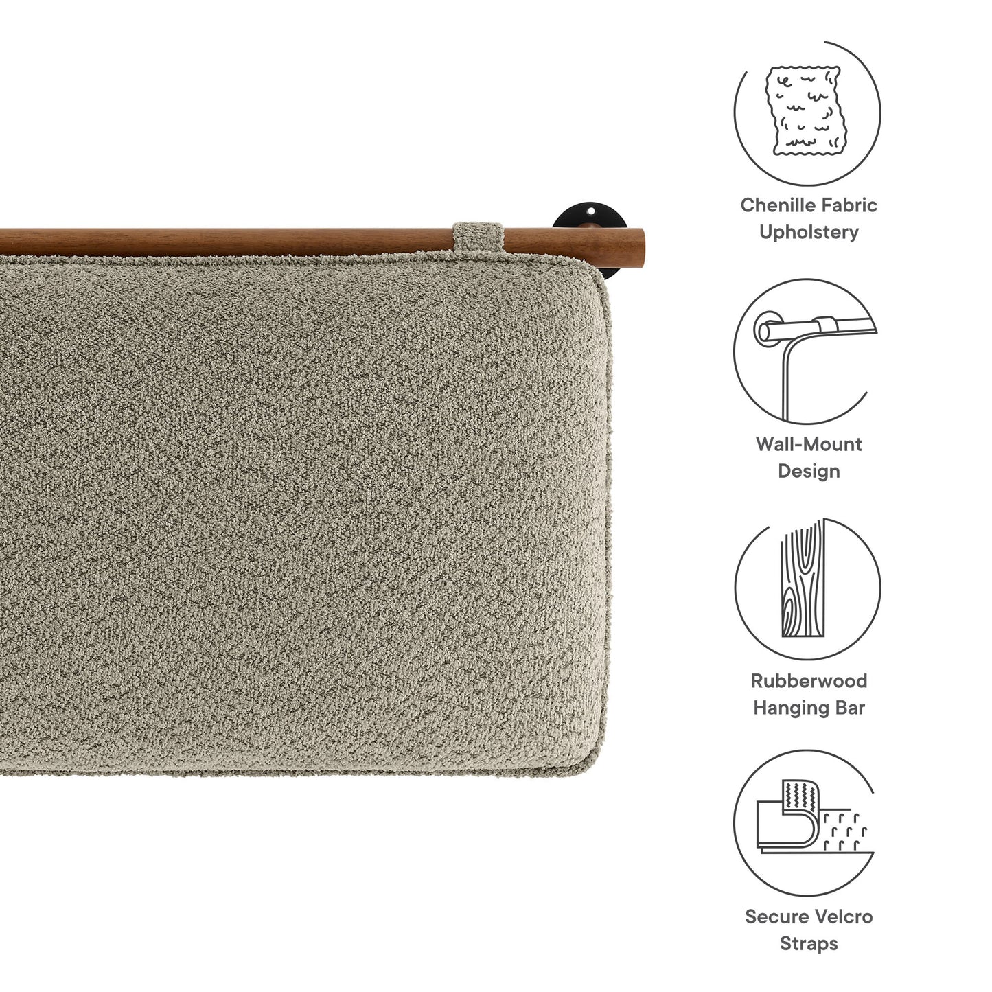 Anela Wall-Mounted Chenille Upholstered King Size Headboard by Modway MOD-7213-OAT-WAL