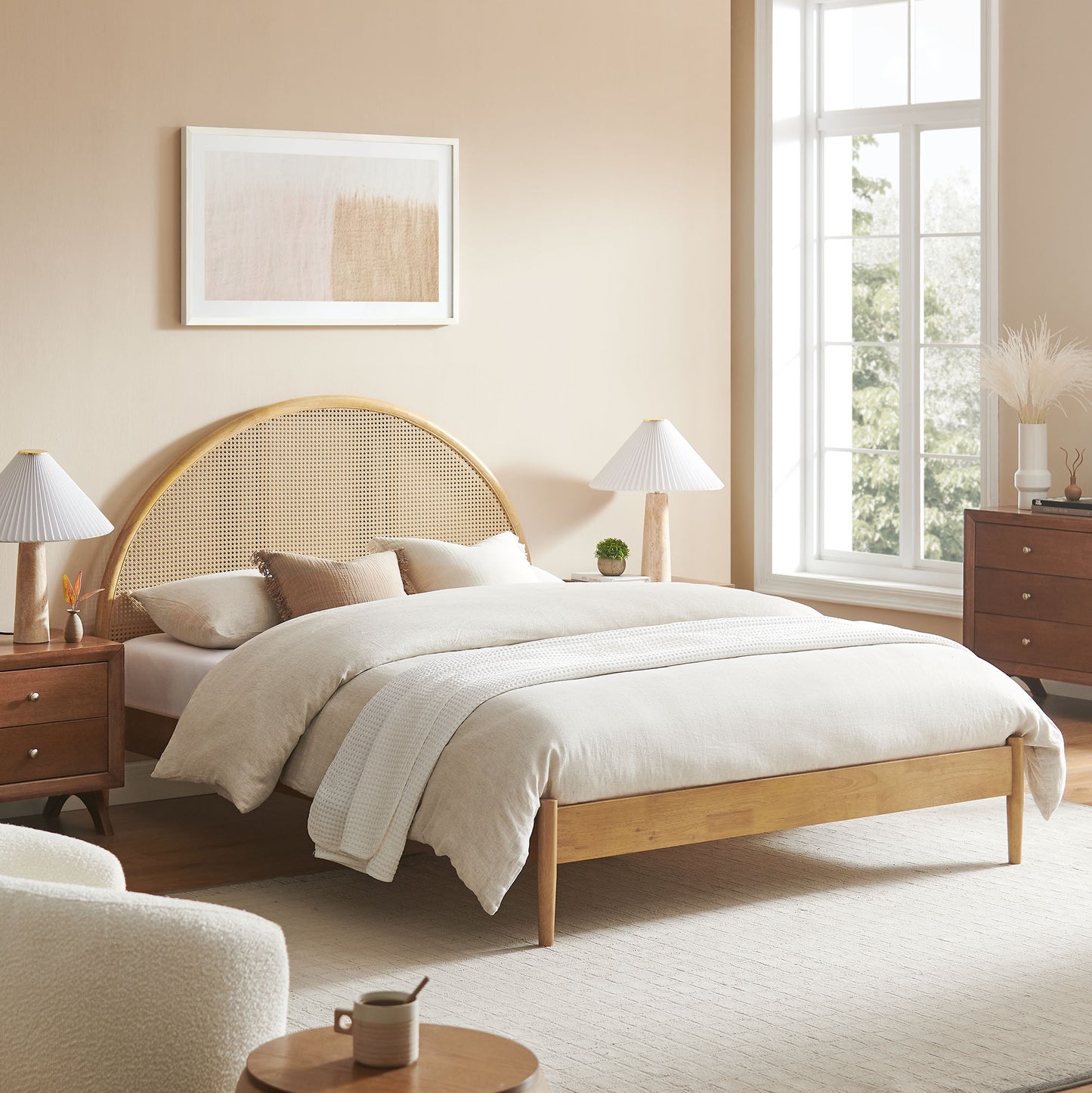 Odette Queen Arched Rattan Cane Platform Bed by Modway MOD-7214-OAK