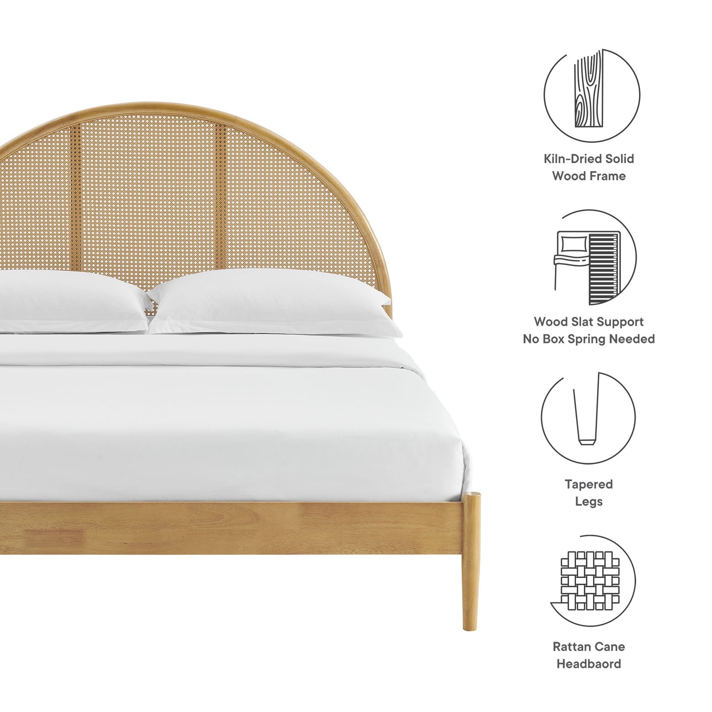 Odette Queen Arched Rattan Cane Platform Bed by Modway MOD-7214-OAK