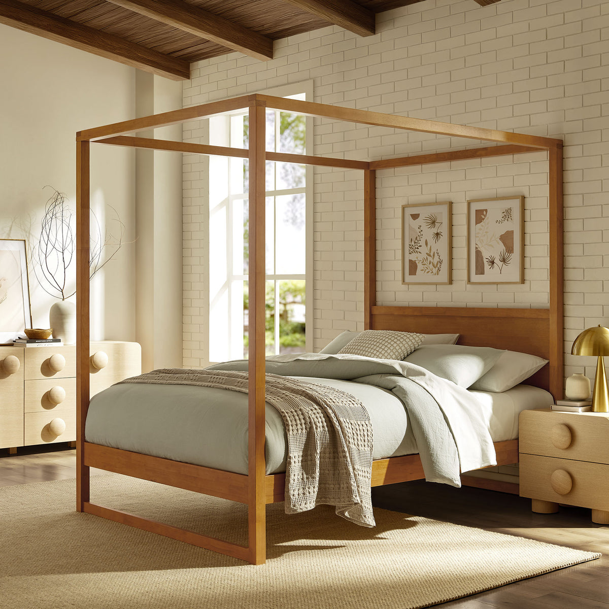 Alva King Wood Canopy Platform Bed by Modway