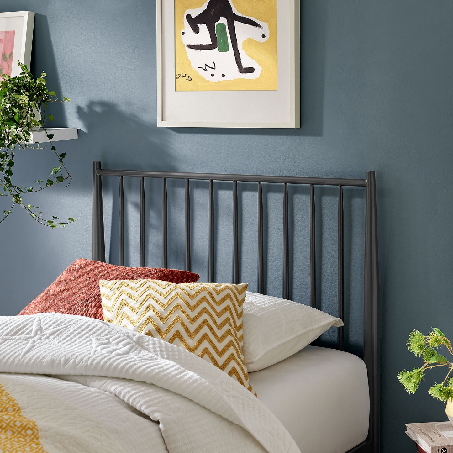 Adair Spindle Metal Platform Bed by Modway — Spindle Headboard, Minimalist Frame