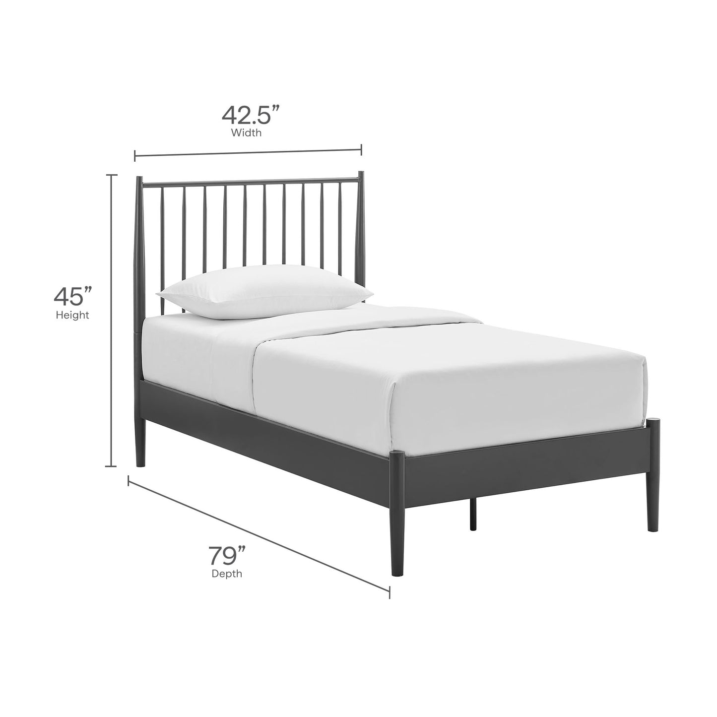 Adair Spindle Metal Platform Bed by Modway — Spindle Headboard, Minimalist Frame