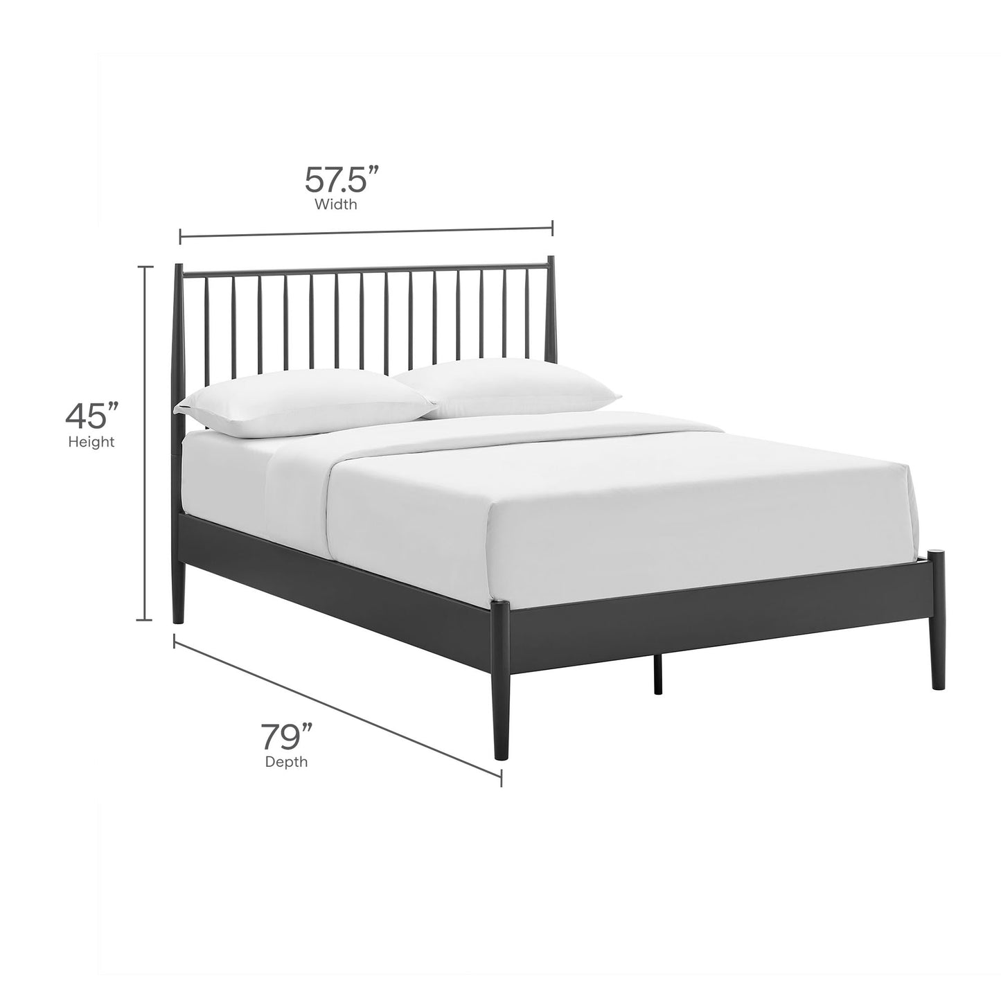 Adair Spindle Metal Platform Bed by Modway — Spindle Headboard, Minimalist Frame