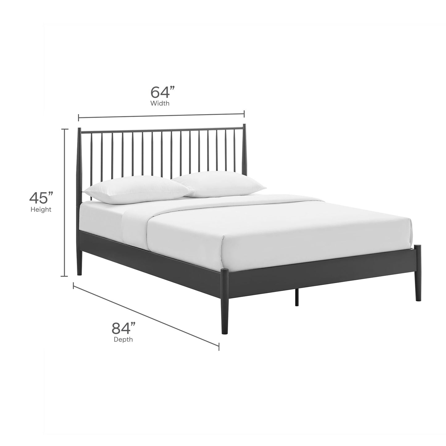 Adair Spindle Metal Platform Bed by Modway — Spindle Headboard, Minimalist Frame