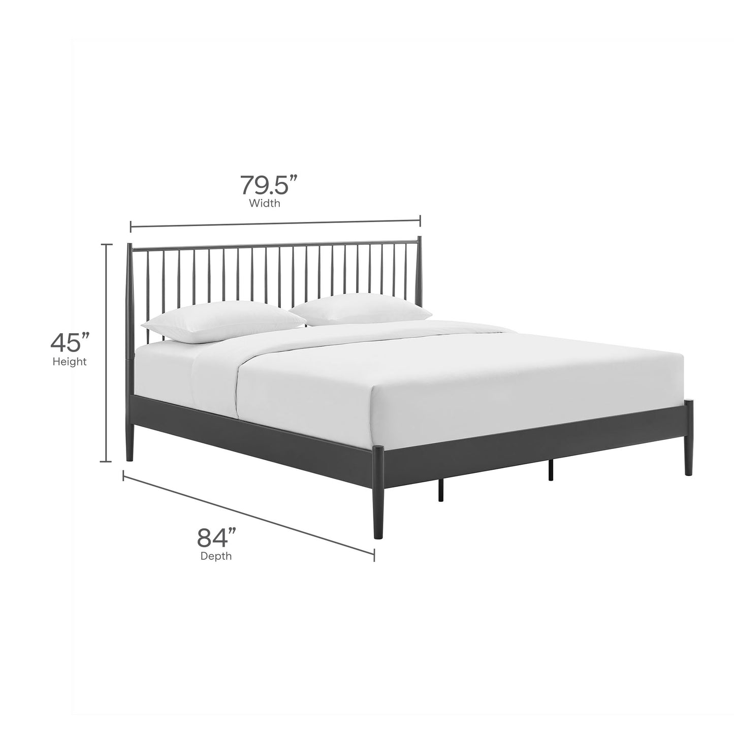 Adair Spindle Metal Platform Bed by Modway — Spindle Headboard, Minimalist Frame