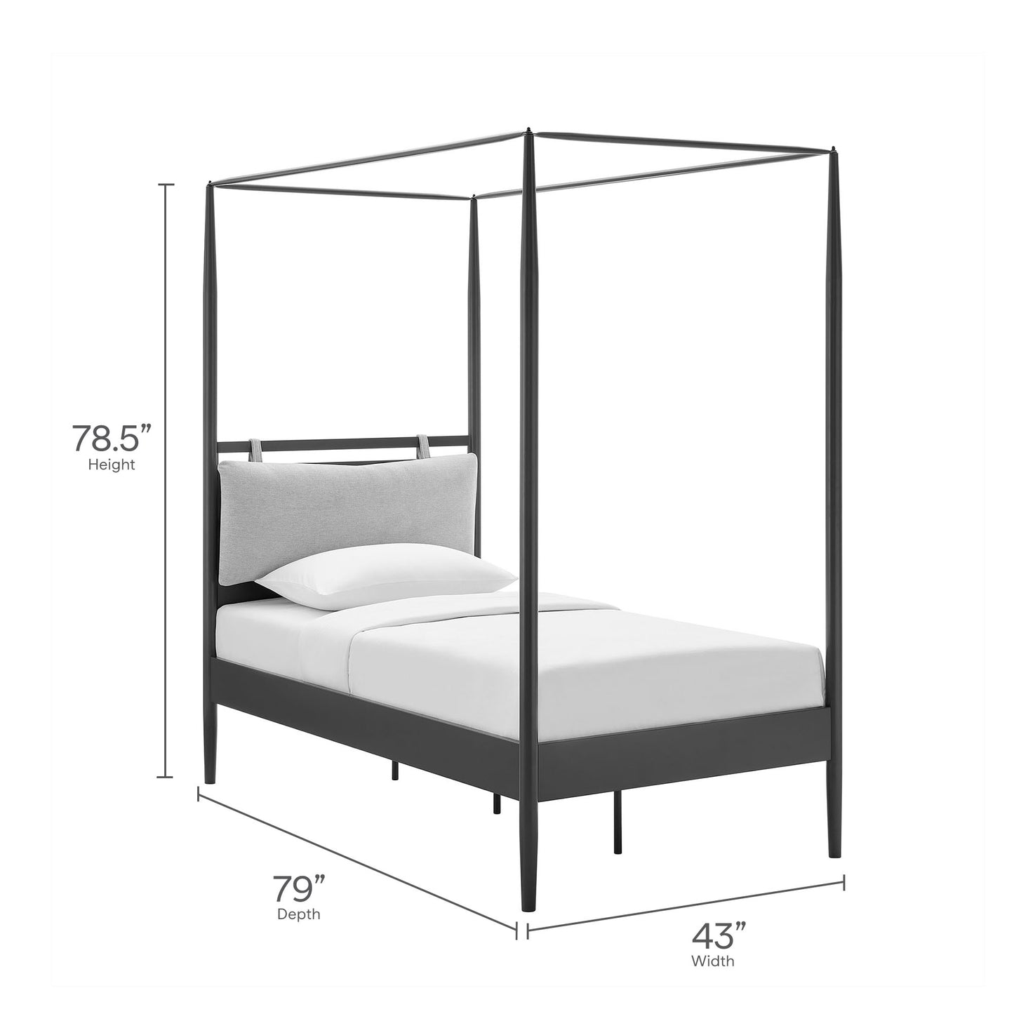 Marlowe 4-Poster Canopy Metal Platform Bed by Modway, Modern Industrial Design