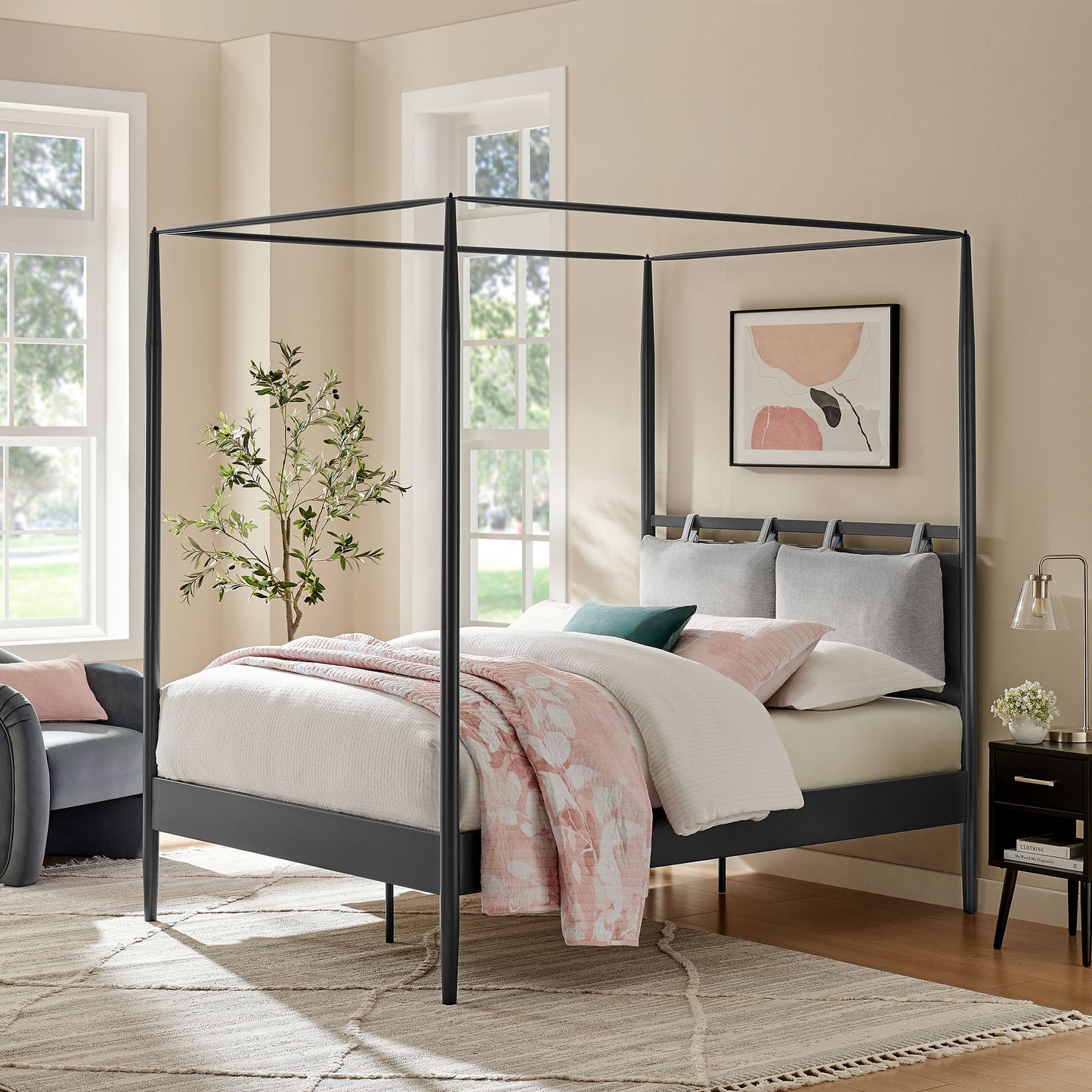 Marlowe 4-Poster Canopy Metal Full Platform Bed by Modway MOD-7222-CHA-NPT