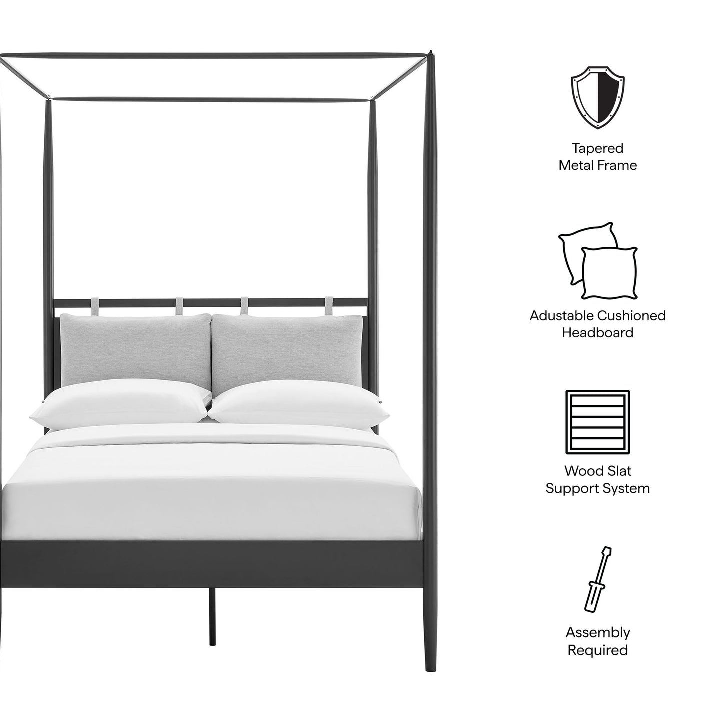 Marlowe 4-Poster Canopy Metal Full Platform Bed by Modway MOD-7222-CHA-NPT