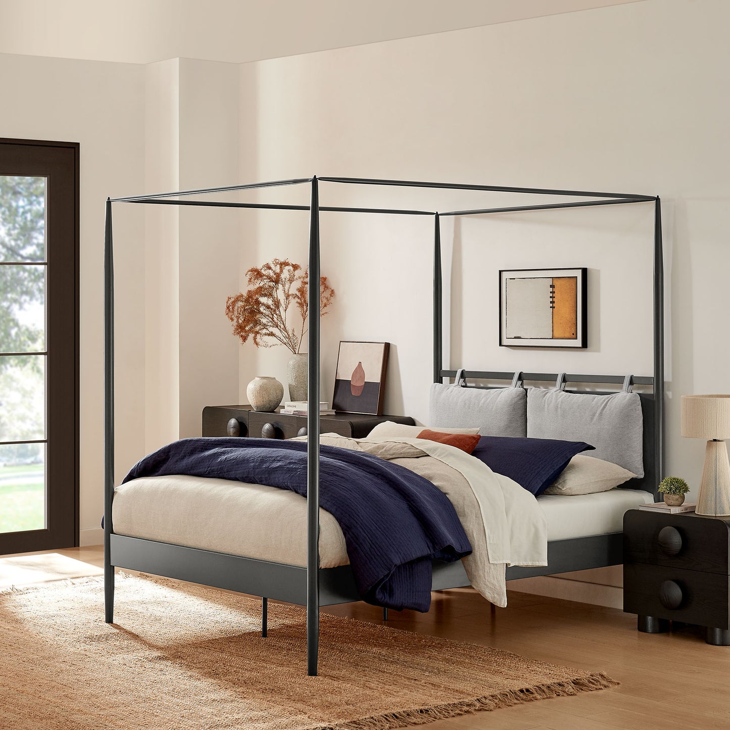 Marlowe 4-Poster Canopy Metal King Platform Bed by Modway MOD-7224-CHA-NPT